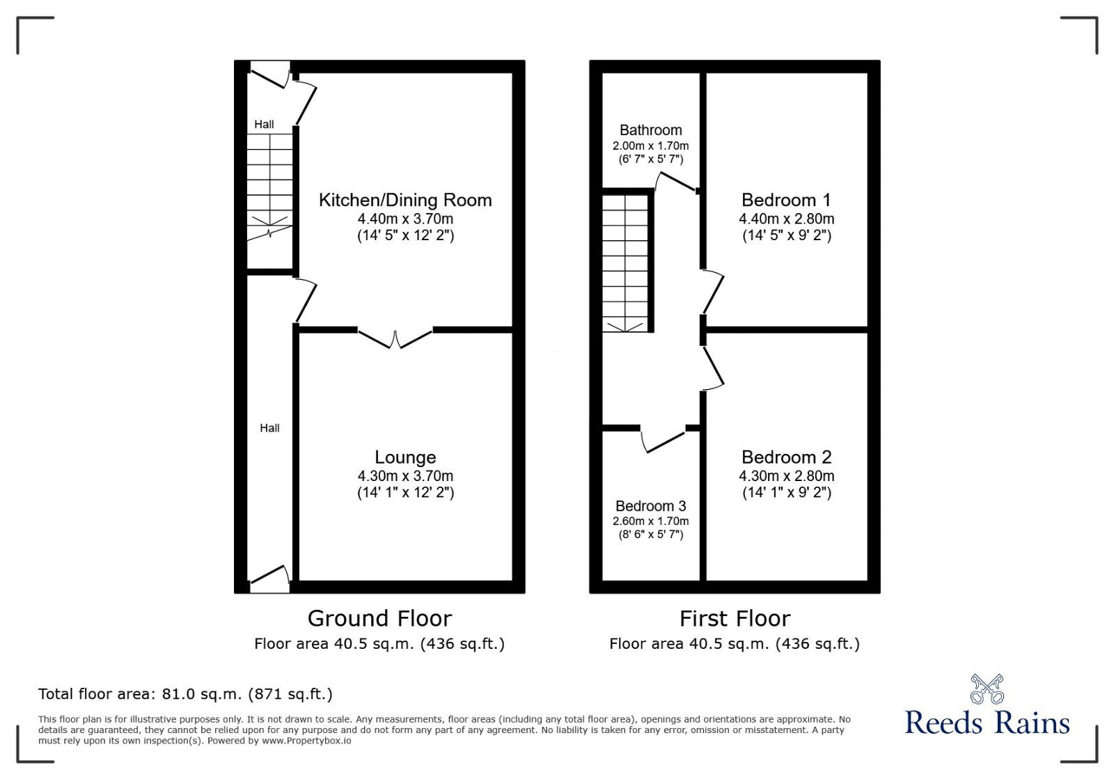 Floorplan of 3 bedroom End Terrace House to rent, Hedworth Terrace, Houghton Le Spring, Tyne and Wear, DH4