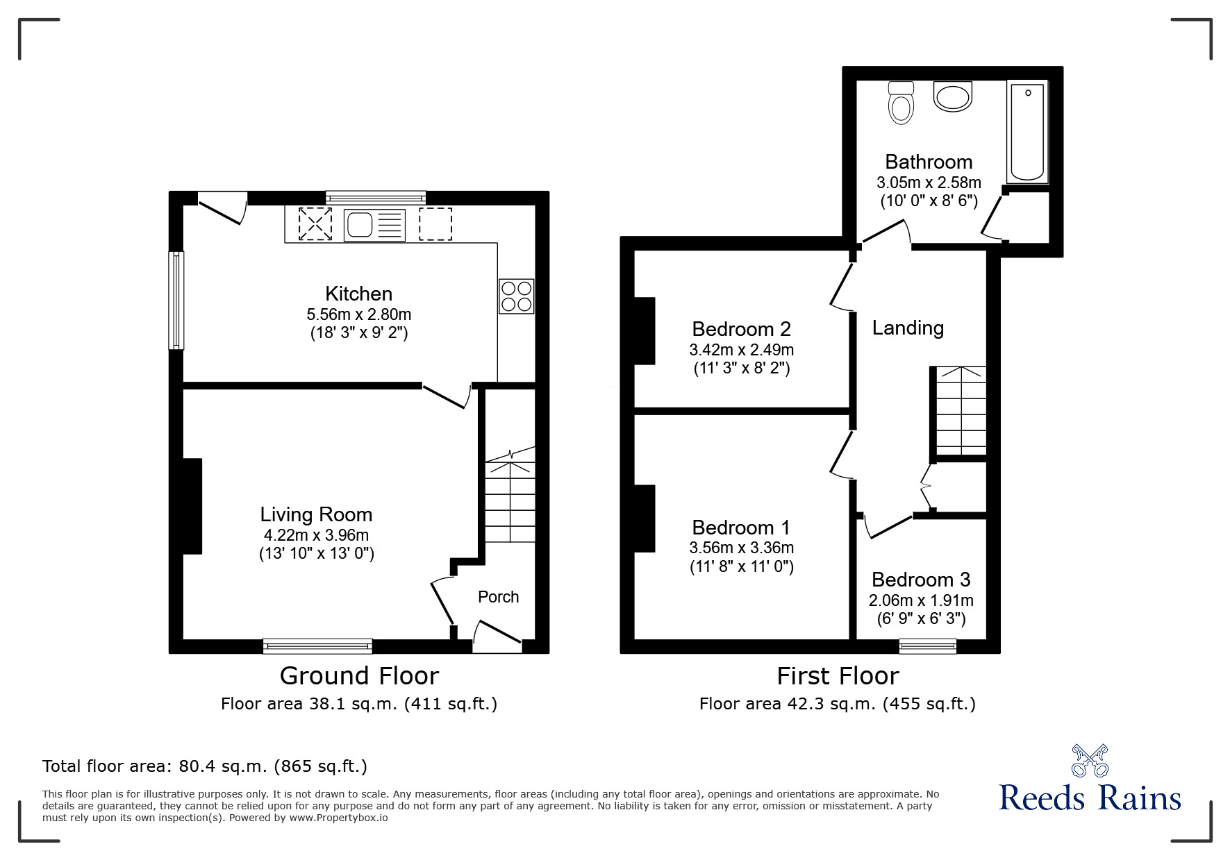 Floorplan of 3 bedroom Mid Terrace House for sale, Ridley Avenue, Chester Le Street, Durham, DH2
