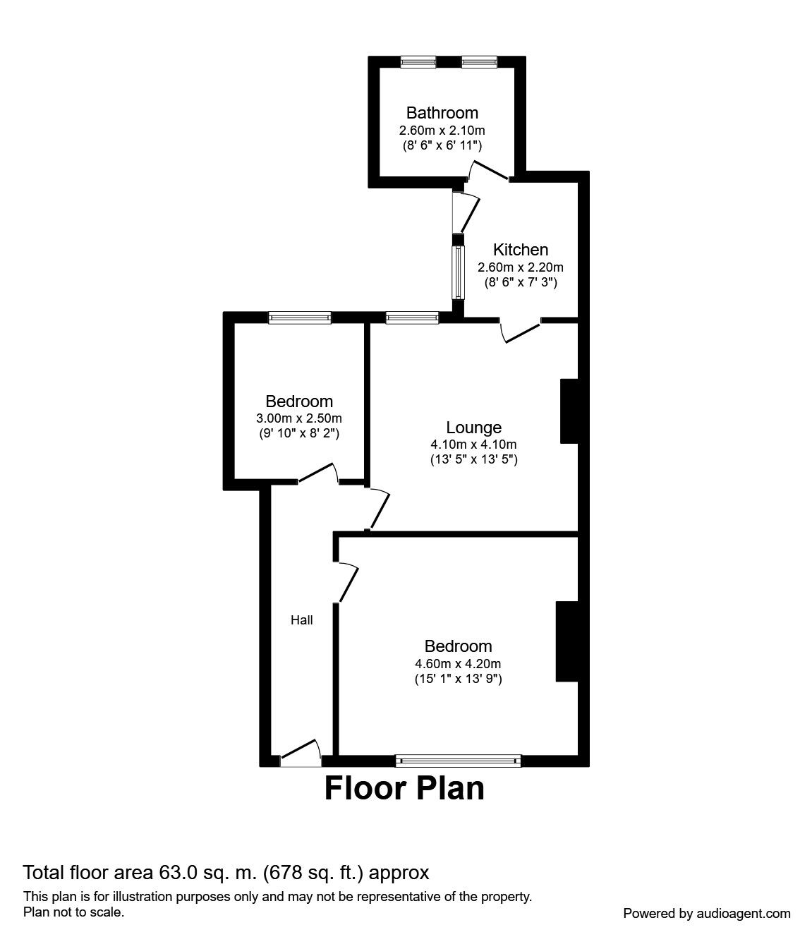 Floorplan of 2 bedroom  Flat for sale, Emmerson Terrace, Washington, Tyne and Wear, NE38