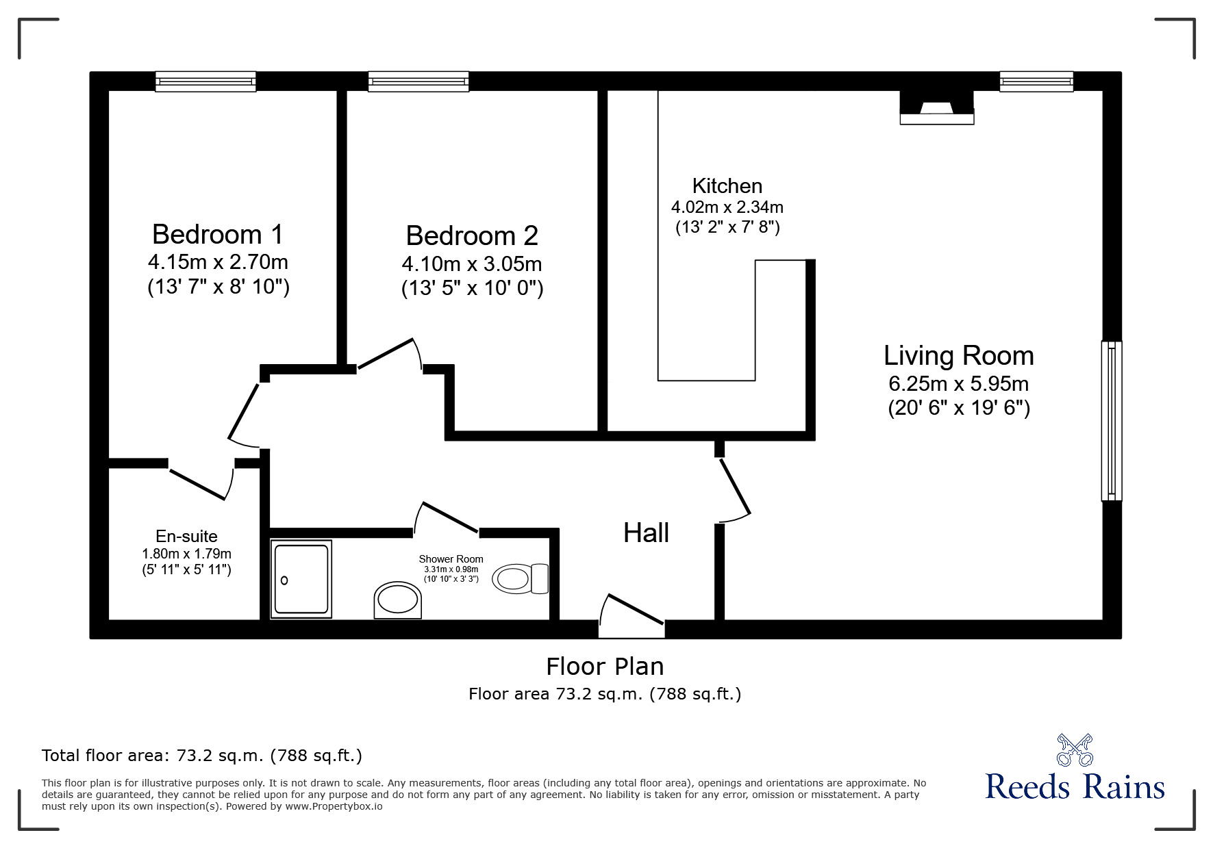 Floorplan of 2 bedroom  Flat for sale, The Hermitage, Chester Le Street, Durham, DH2