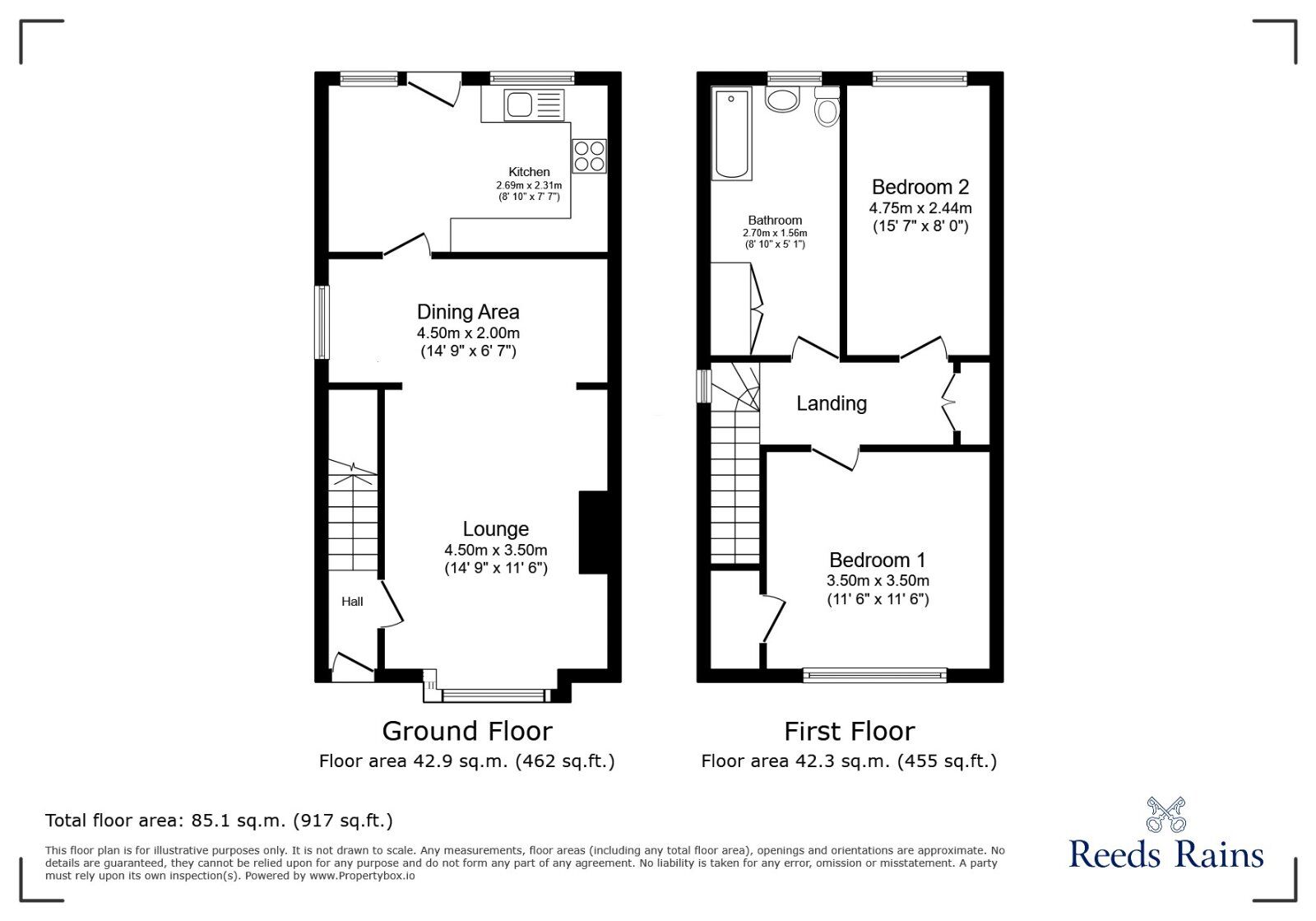 Floorplan of 2 bedroom Semi Detached House to rent, Glenavon Avenue, Chester Le Street, Durham, DH2
