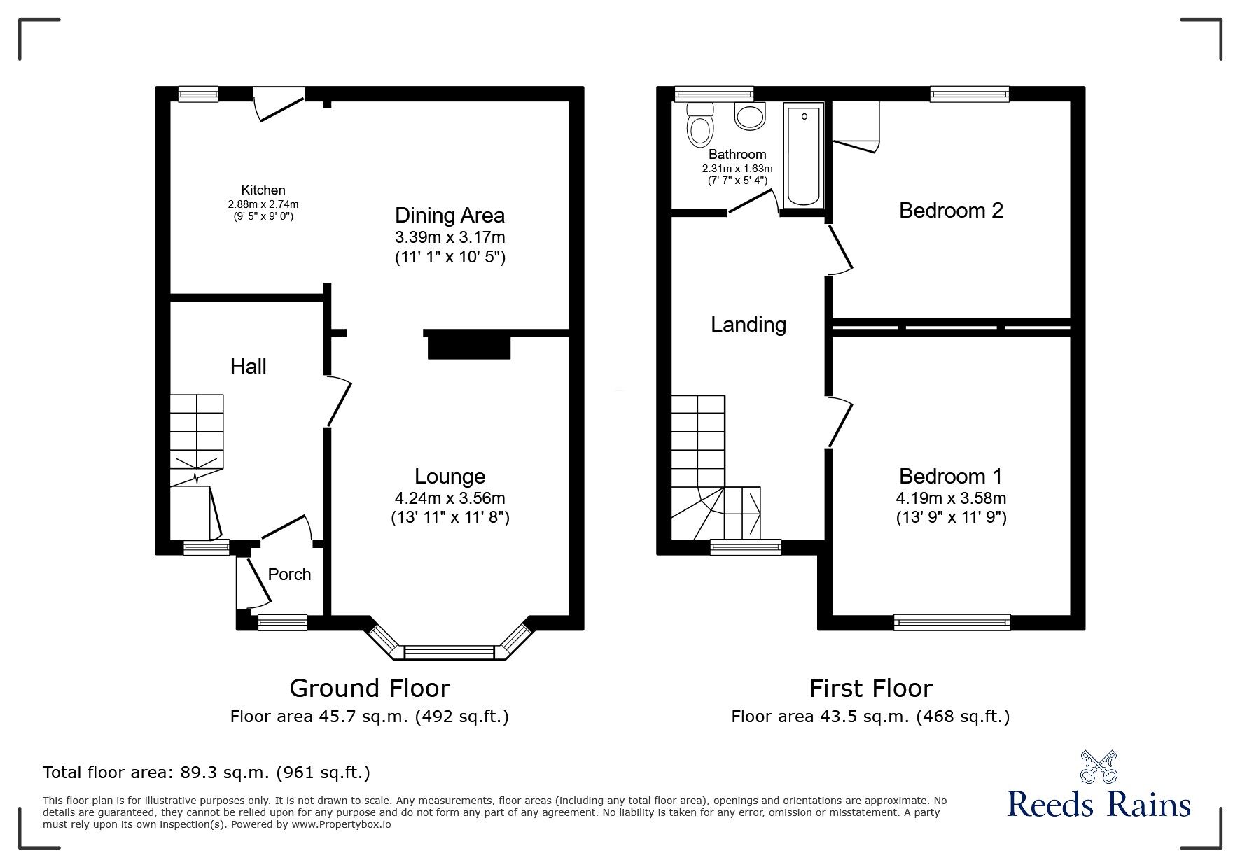 Floorplan of 2 bedroom Semi Detached House for sale, Pembroke Avenue, Birtley, Tyne and Wear, DH3