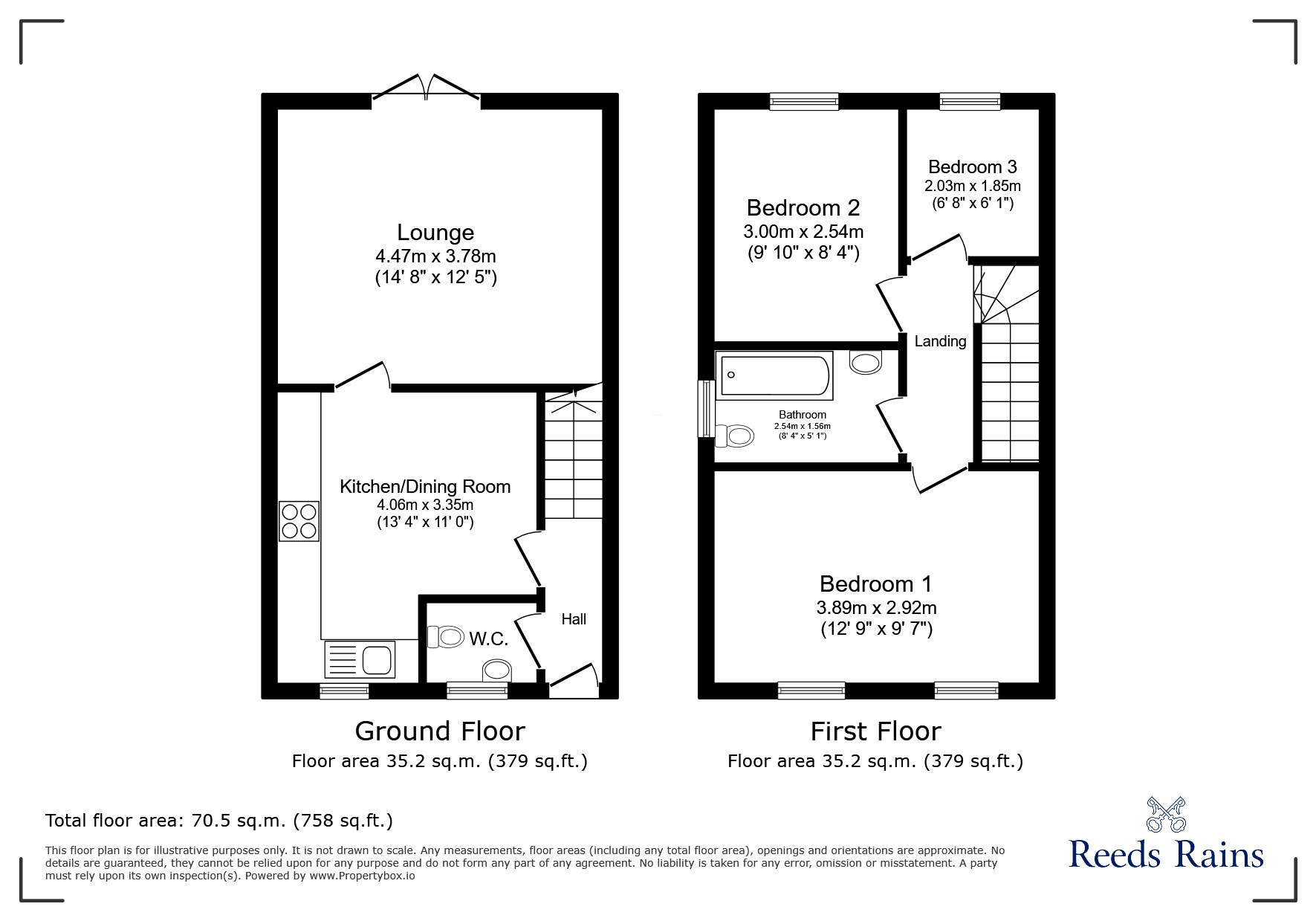 Floorplan of 3 bedroom Semi Detached House for sale, Belsay Close, Chester Le Street, Durham, DH2