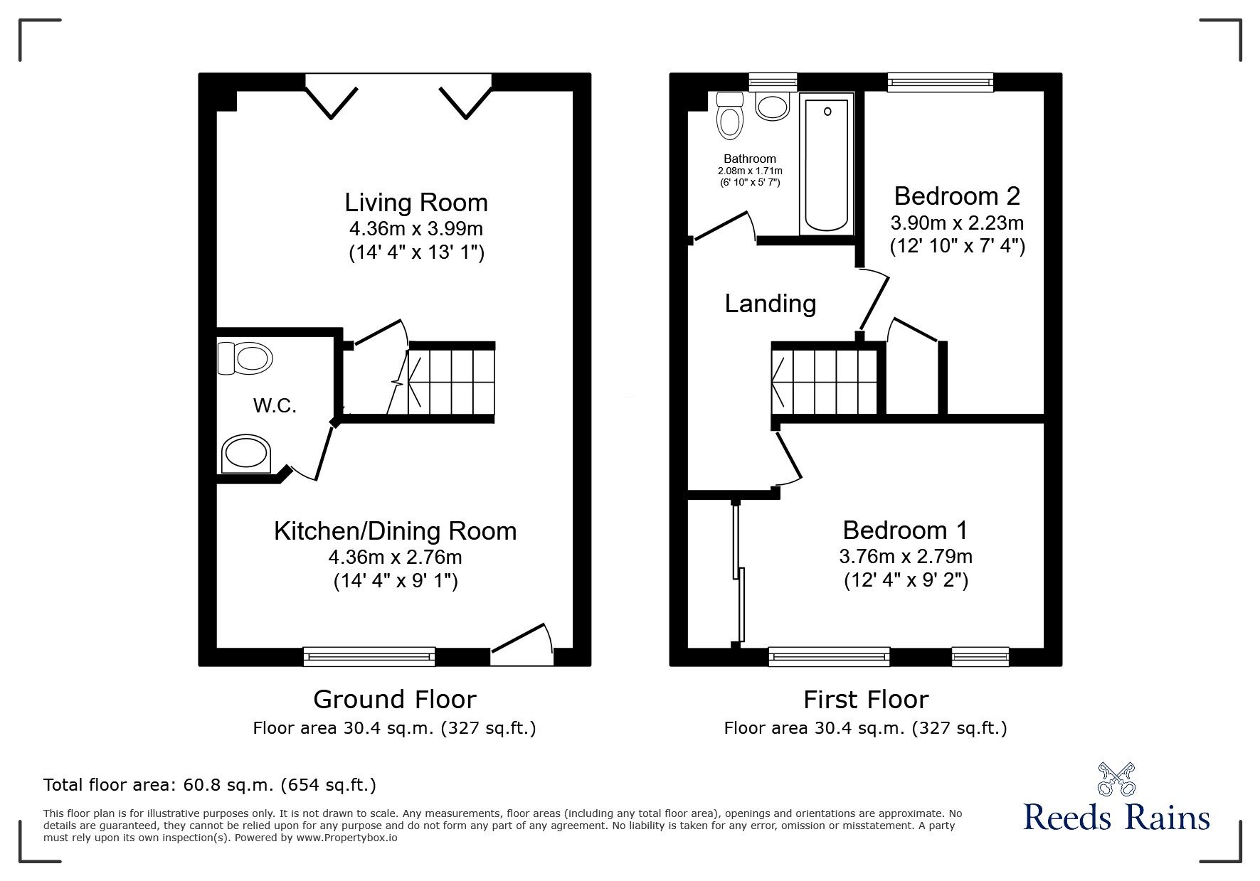 Floorplan of 2 bedroom Semi Detached House for sale, Wanstead Crescent, Chester Le Street, Durham, DH3