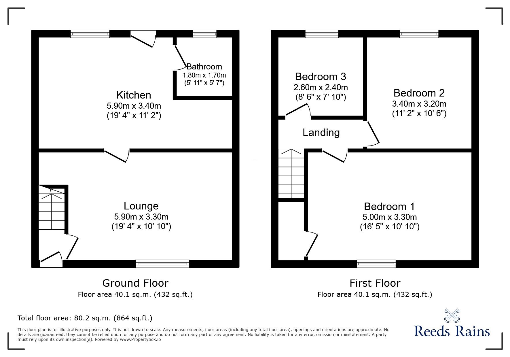 Floorplan of 3 bedroom Mid Terrace House for sale, Holyoake Street, Pelton, Durham, DH2