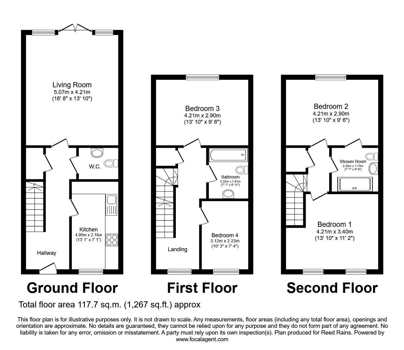 Floorplan of 4 bedroom Mid Terrace House for sale, Whitworth Park Drive, Tyne and Wear, DH4