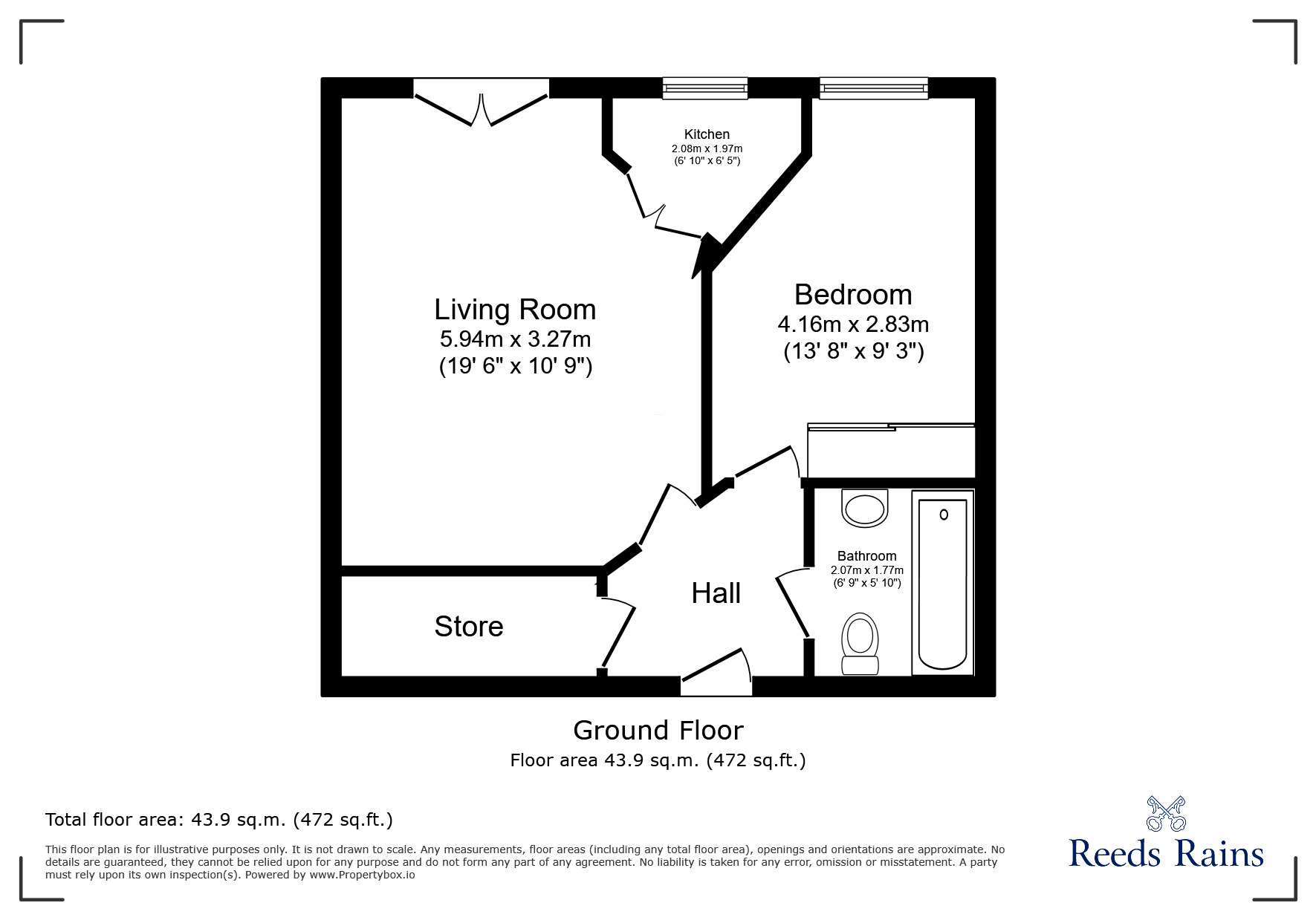 Floorplan of 1 bedroom  Flat for sale, Newcastle Road, Chester Le Street, Durham, DH3