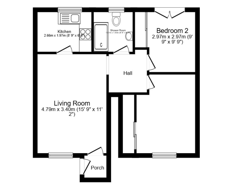 Floorplan of 2 bedroom Flat for sale, Middleham Close, Ouston, Durham, DH2