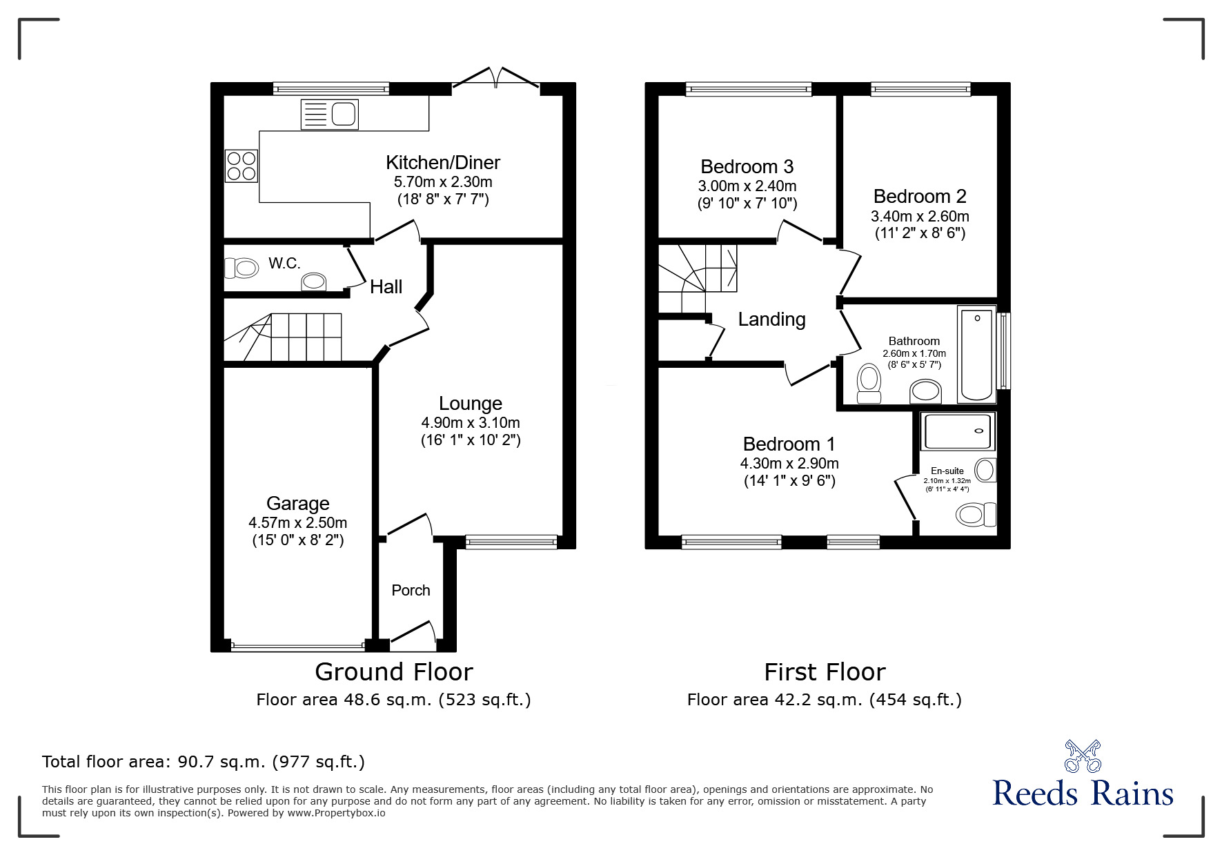 Floorplan of 3 bedroom Semi Detached House for sale, Ripley Close, Ouston, Durham, DH2