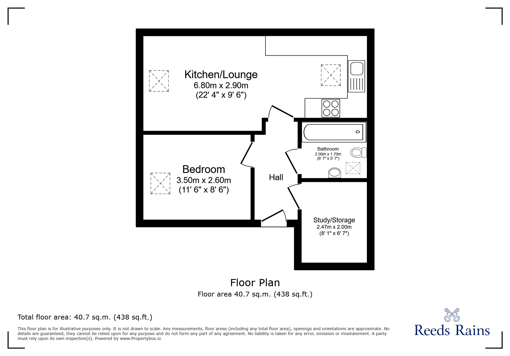 Floorplan of 1 bedroom Flat for sale, Sandringham Court, Chester Le Street, Durham, DH3