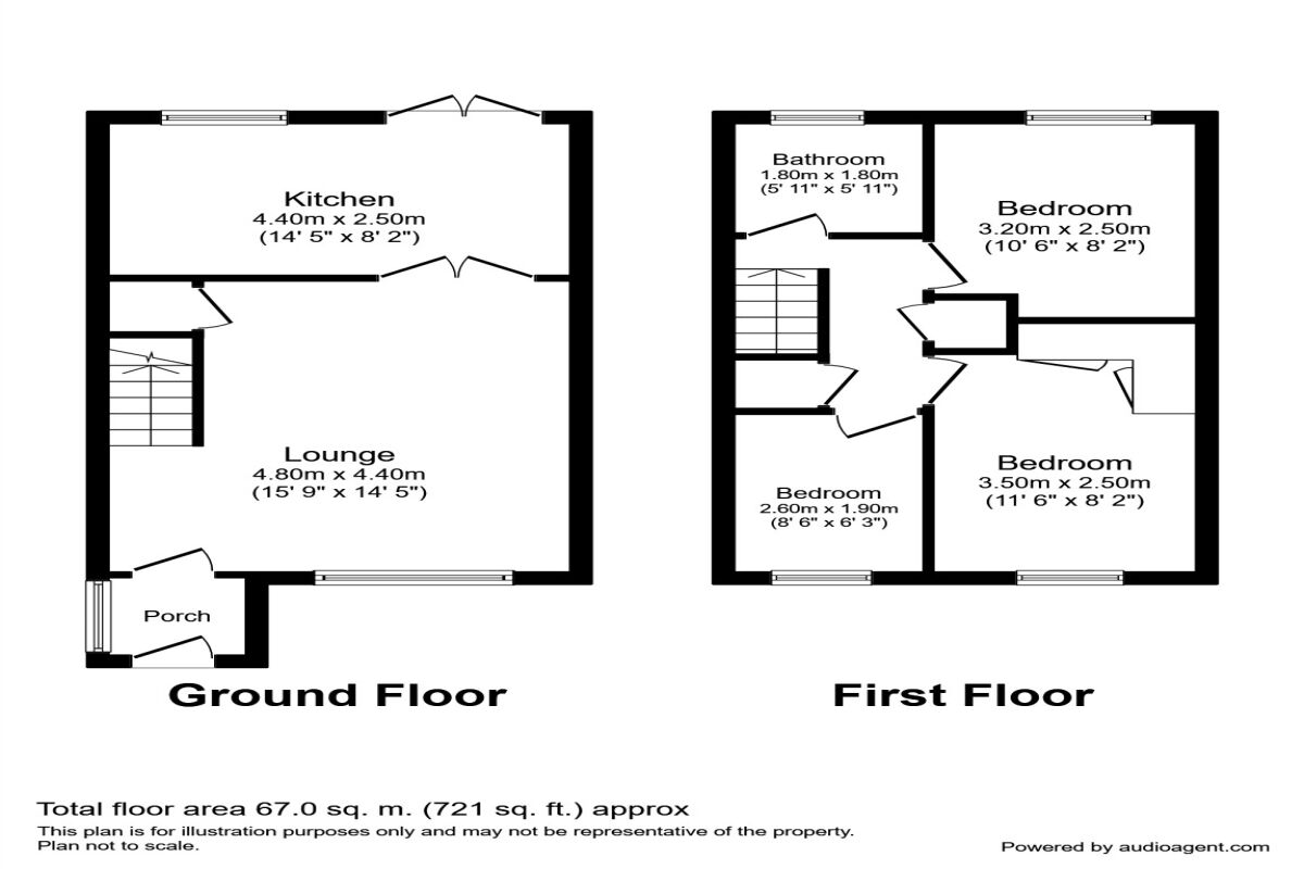 Floorplan of 3 bedroom House to rent, Wensley Close, Ouston, Durham, DH2