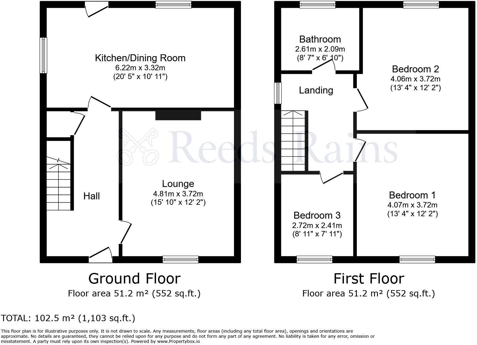 Floorplan of 3 bedroom End Terrace House for sale, Grampian Avenue, Chester Le Street, Durham, DH2