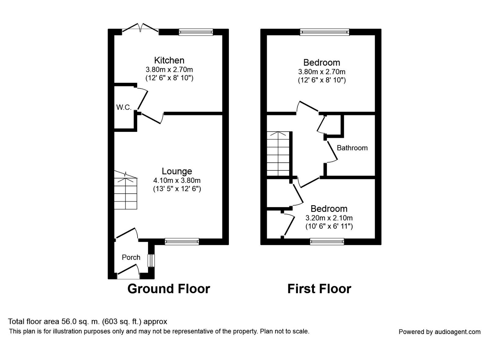 Floorplan of 2 bedroom House for sale, Fellway, Pelton Fell, County Durham, DH2