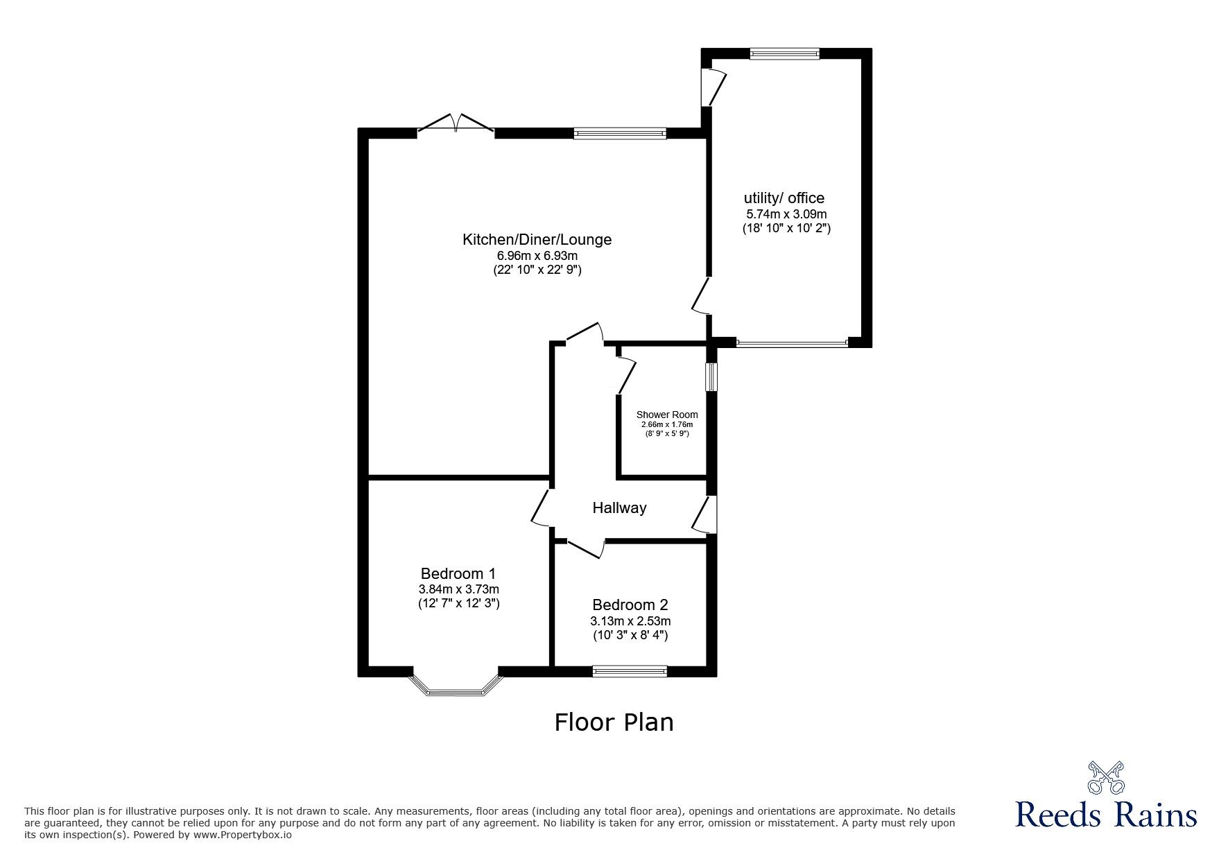 Floorplan of 2 bedroom Semi Detached Bungalow for sale, Grasmere Road, Chester Le Street, Durham, DH2