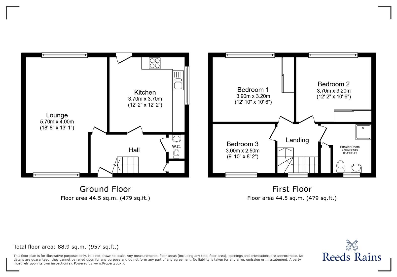 Floorplan of 3 bedroom Semi Detached House for sale, Conyers Avenue, Chester Le Street, Durham, DH2
