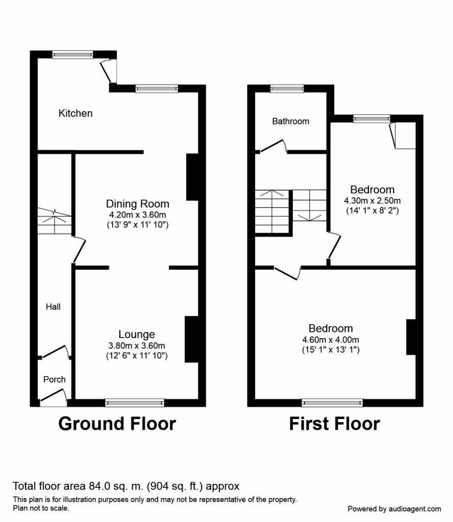 Floorplan of 2 bedroom Mid Terrace House to rent, Gill Crescent North, Houghton Le Spring, Durham, DH4