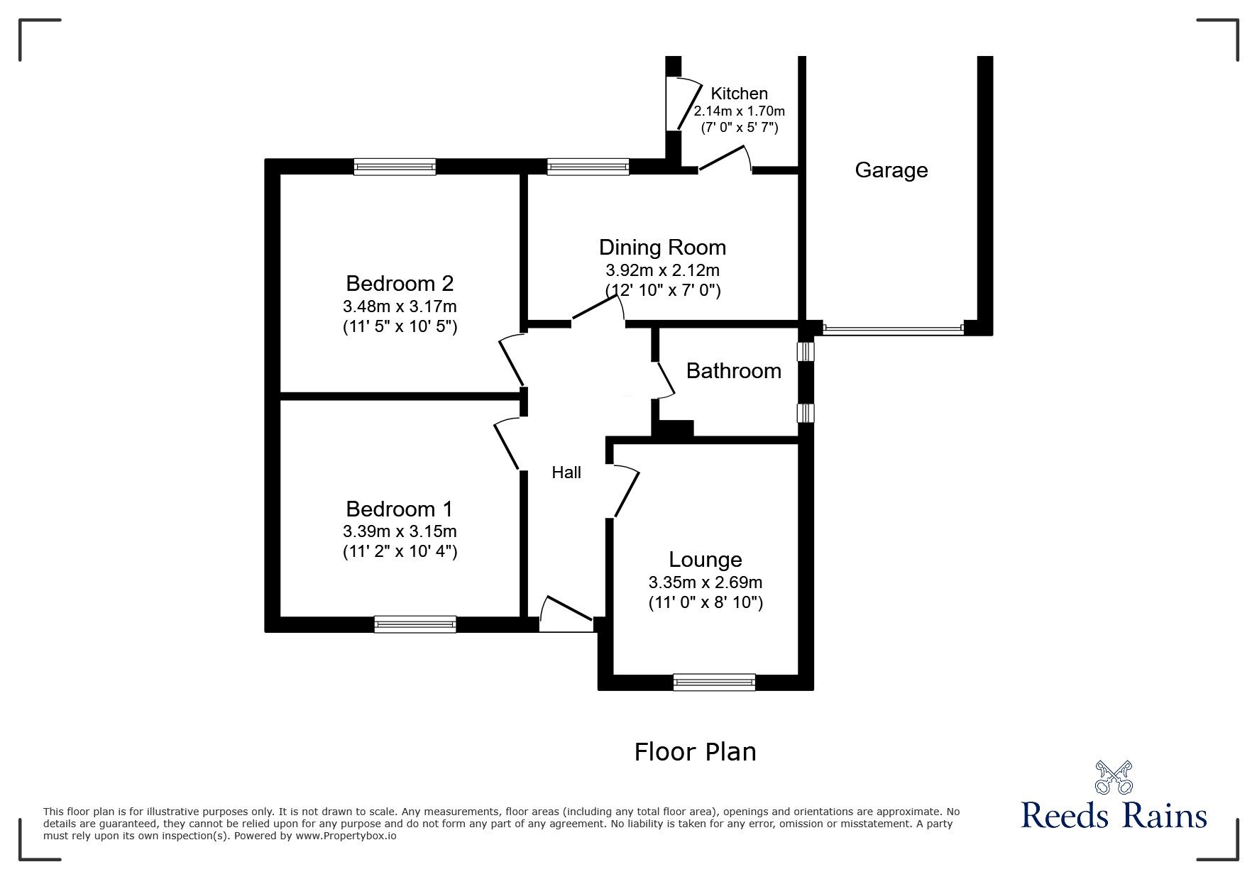 Floorplan of 2 bedroom Semi Detached Bungalow for sale, Whitefield Crescent, Houghton-le-spring, Sunderland, DH4