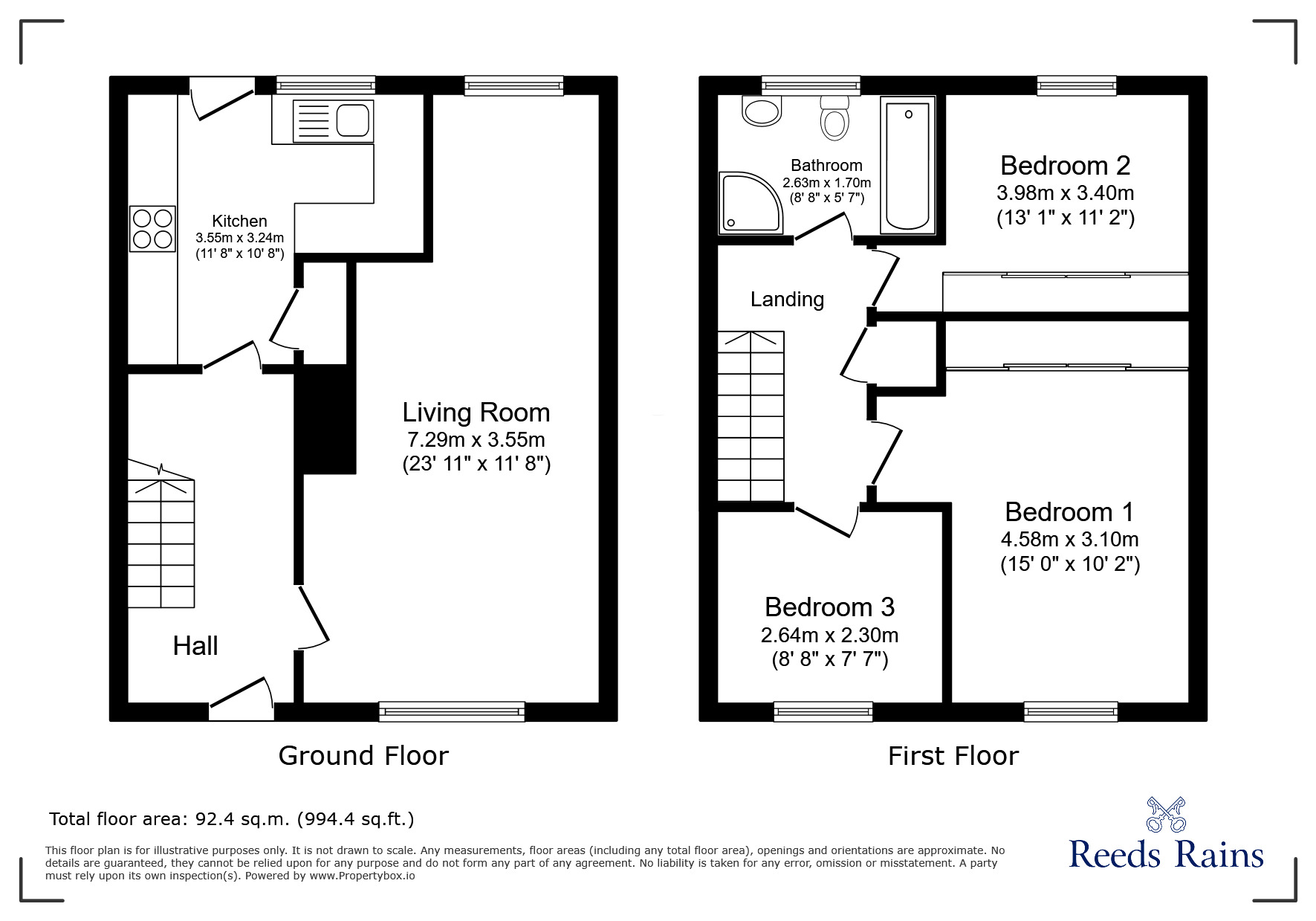 Floorplan of 3 bedroom Semi Detached House for sale, Brecon Place, Pelton, Durham, DH2