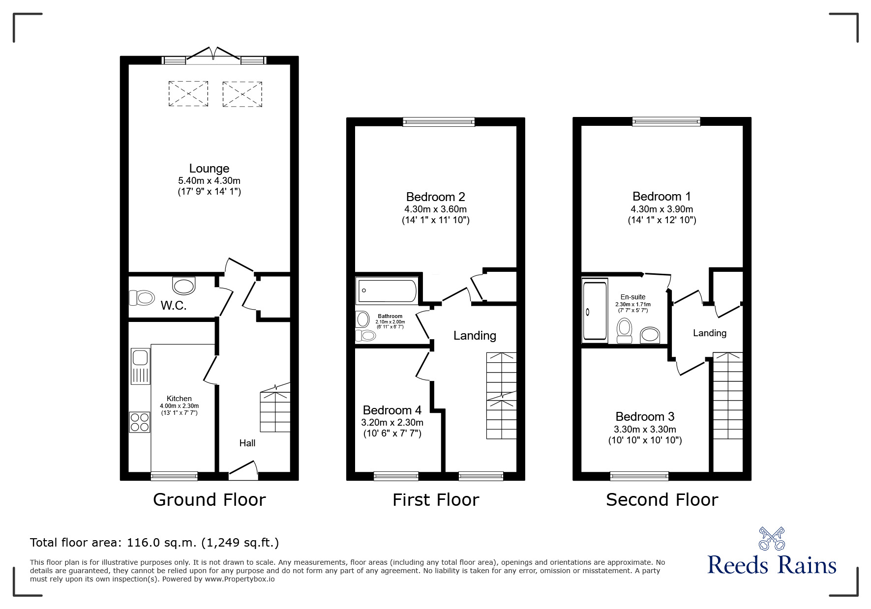 Floorplan of 4 bedroom Mid Terrace House for sale, Whitworth Park Drive, Houghton Le Spring, Tyne and Wear, DH4
