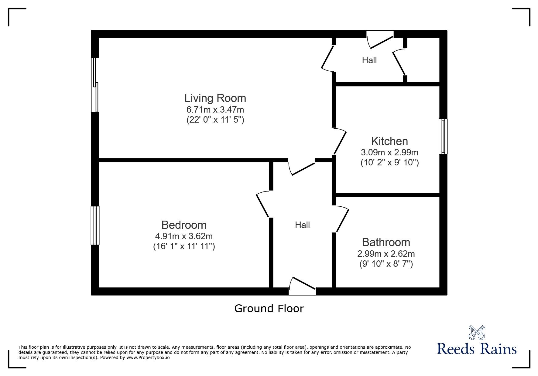 Floorplan of 1 bedroom End Terrace Bungalow for sale, Glanton Close, Chester Le Street, Durham, DH2