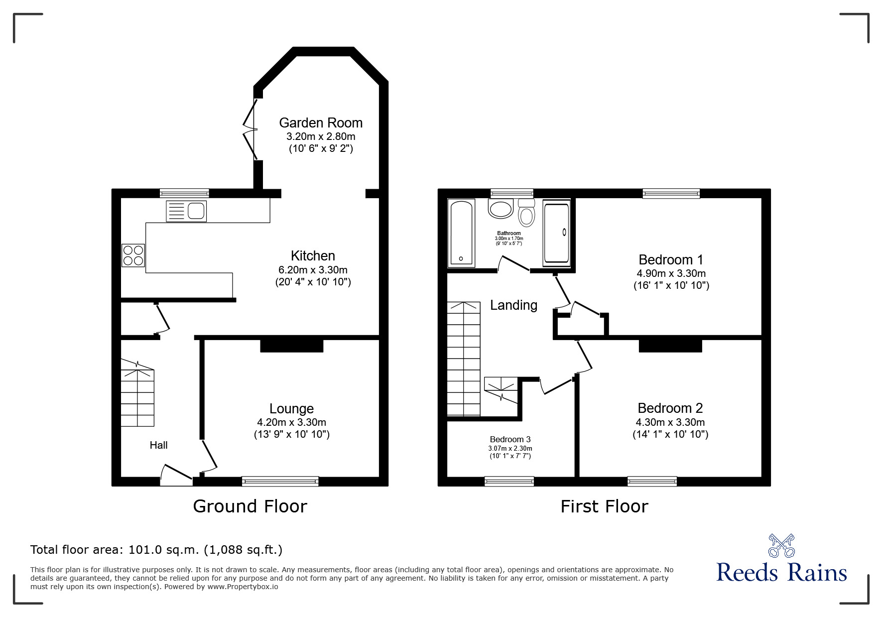 Floorplan of 3 bedroom Mid Terrace House for sale, Otterburn Crescent, Houghton Le Spring, Tyne and Wear, DH4