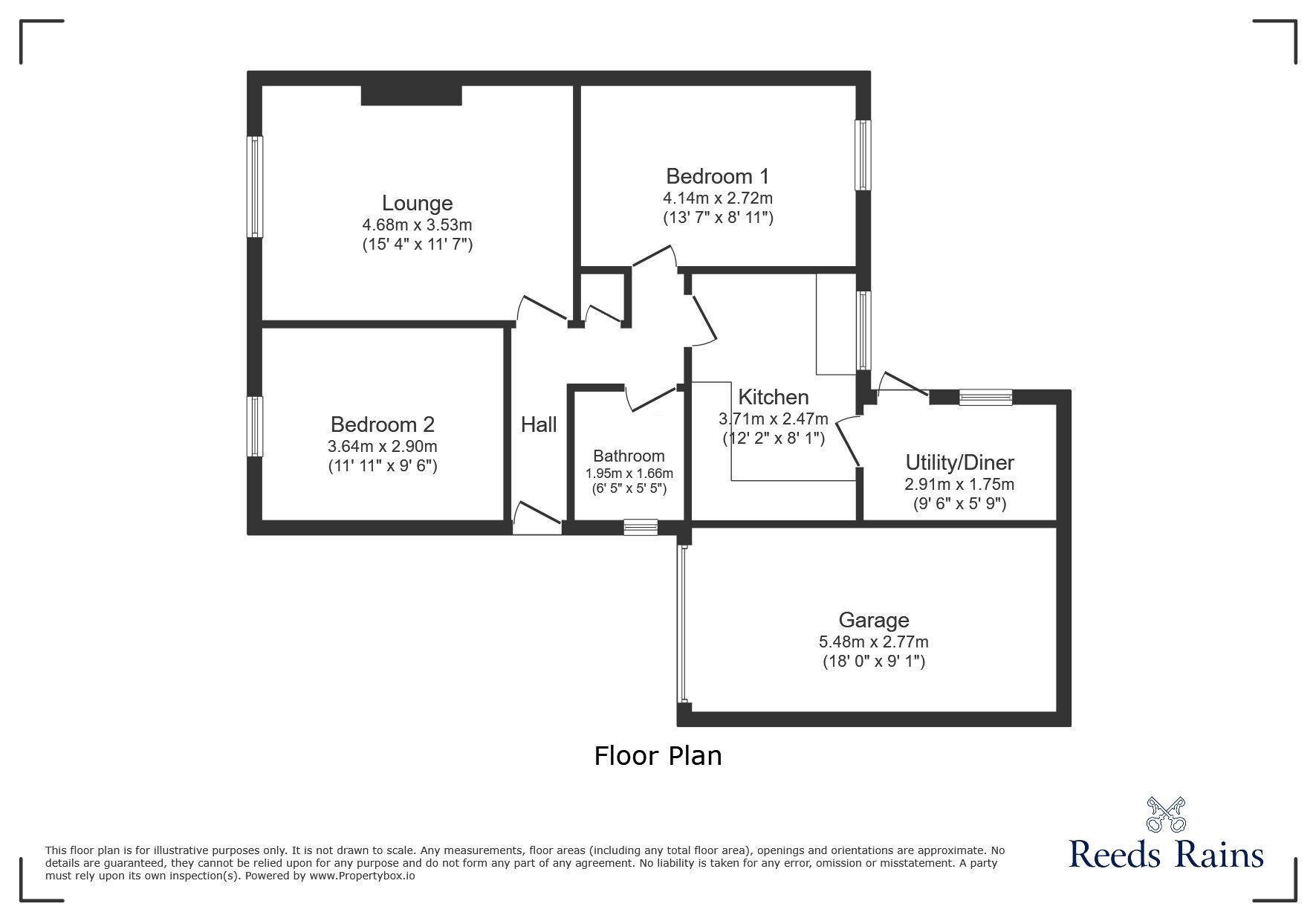 Floorplan of 2 bedroom Detached Bungalow for sale, Willowvale, Chester Le Street, Durham, DH2