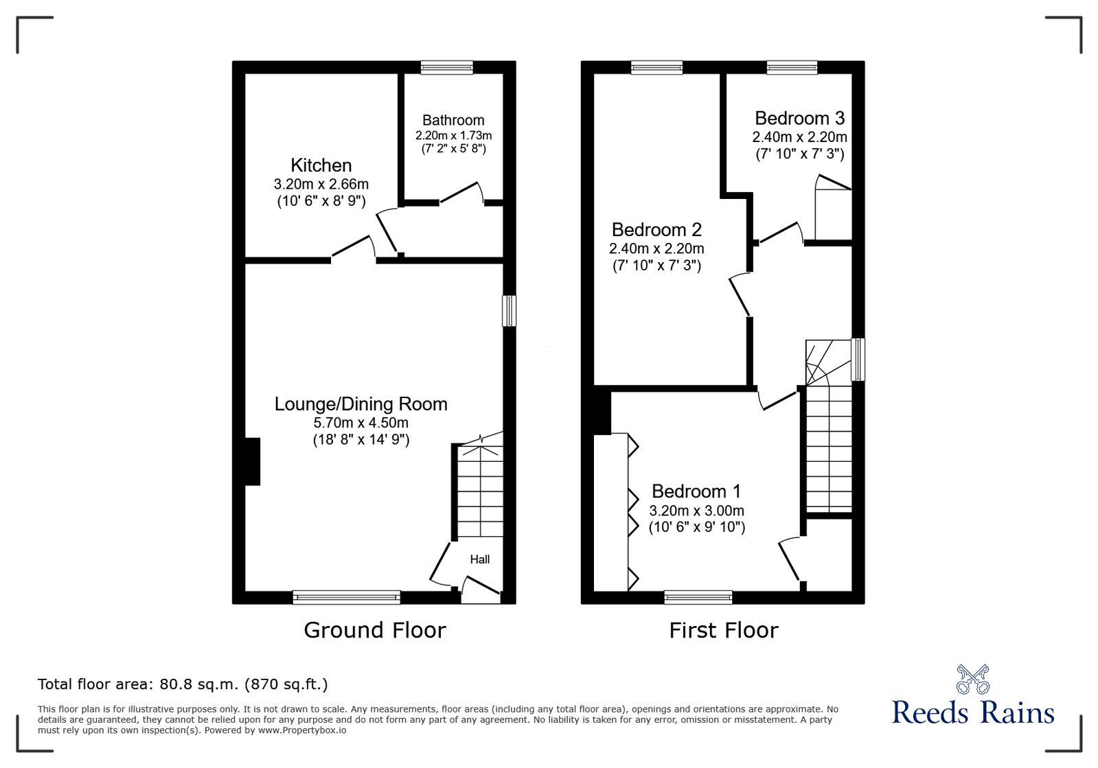Floorplan of 3 bedroom Semi Detached House for sale, Glenroy Gardens, Chester Le Street, Durham, DH2