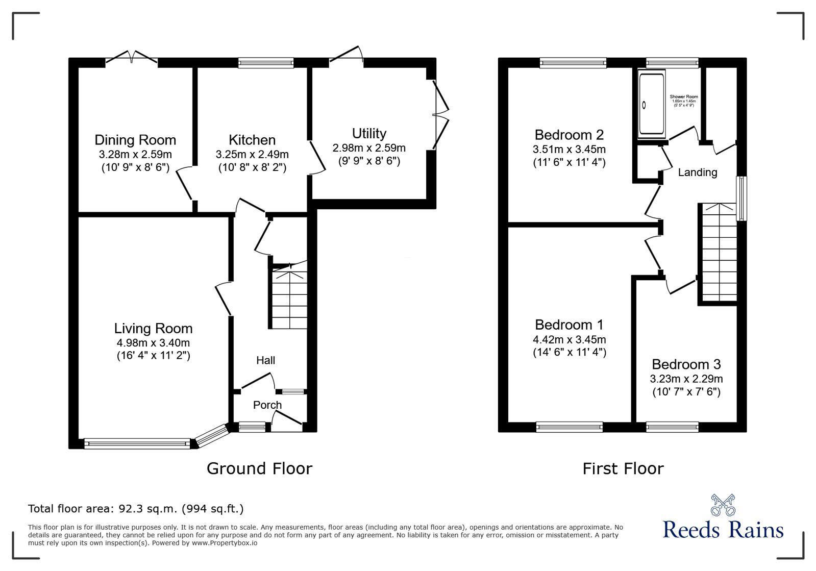 Floorplan of 3 bedroom Semi Detached House for sale, Aberfoyle, Ouston, Durham, DH2