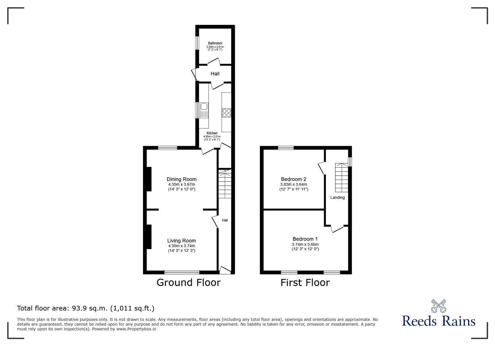 Floorplan of 2 bedroom Mid Terrace House for sale, Broadwood View, Chester Le Street, Durham, DH3