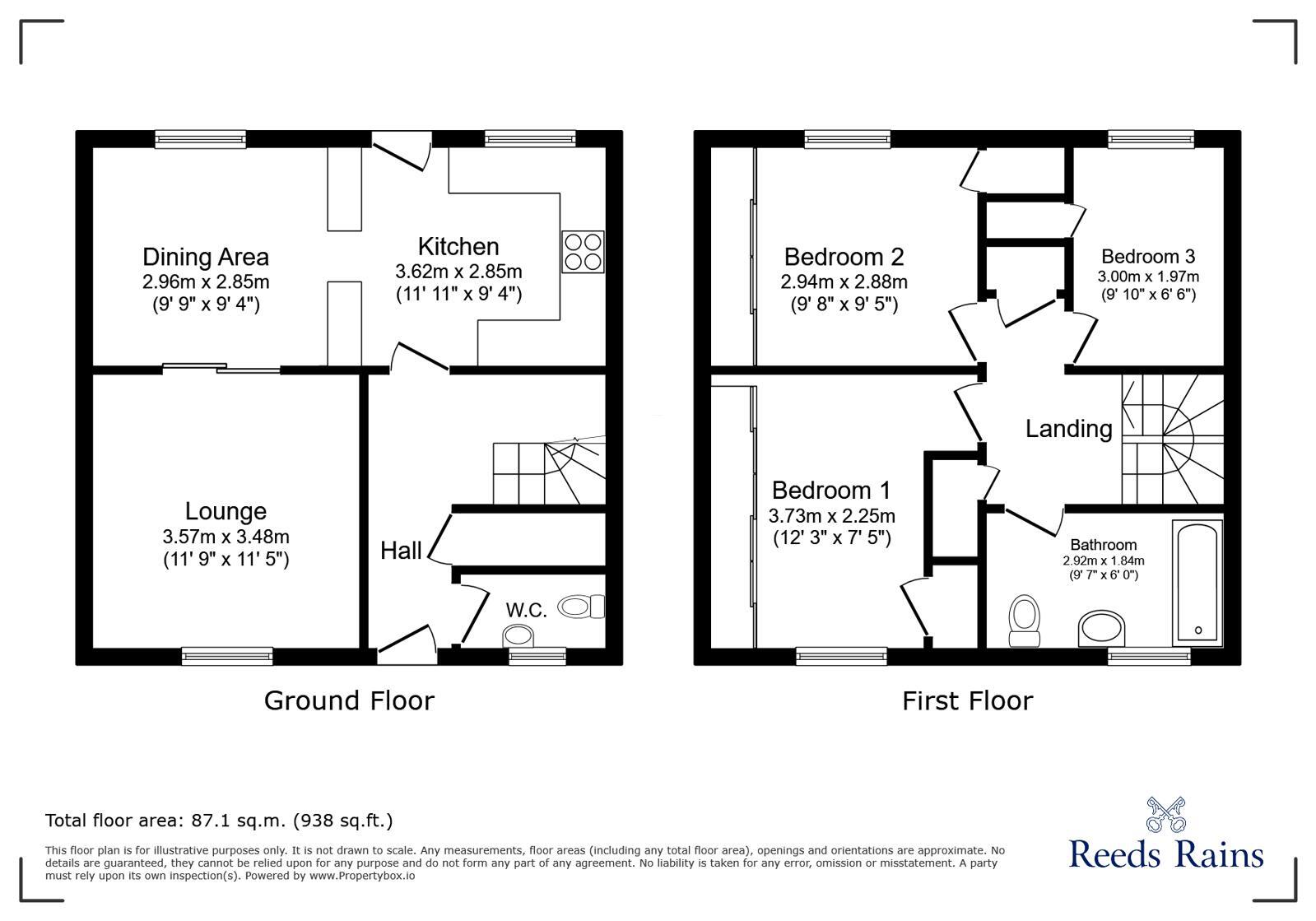 Floorplan of 3 bedroom Mid Terrace House for sale, Gibside, Chester-le-street, Durham, DH2