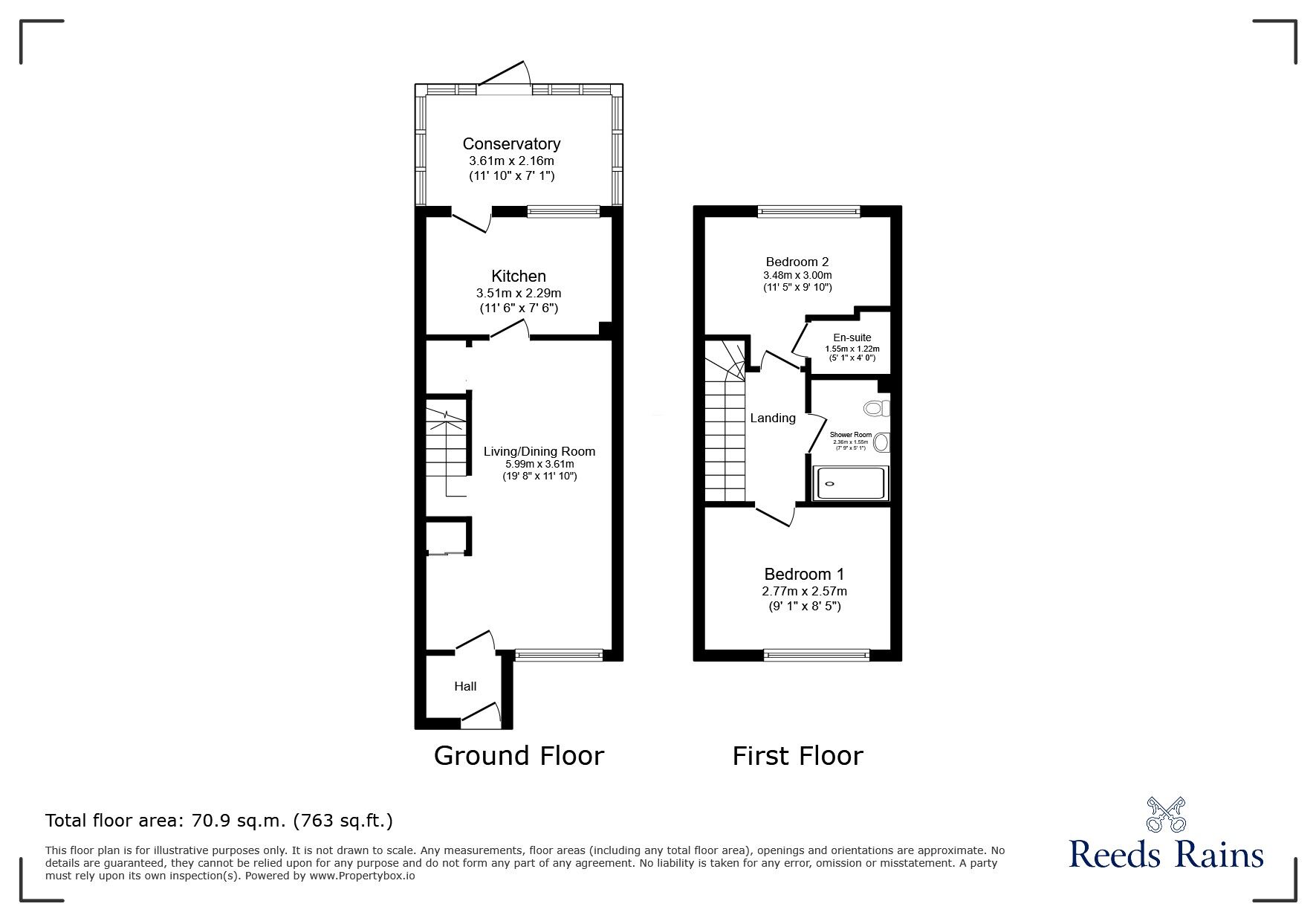 Floorplan of 2 bedroom Mid Terrace House for sale, Dronfield Close, Chester Le Street, Durham, DH2