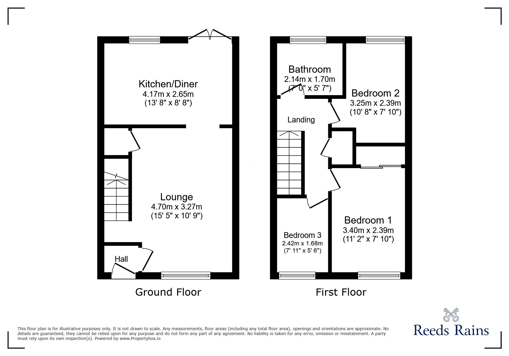 Floorplan of 3 bedroom Mid Terrace House for sale, Wensley Close, Ouston, Durham, DH2