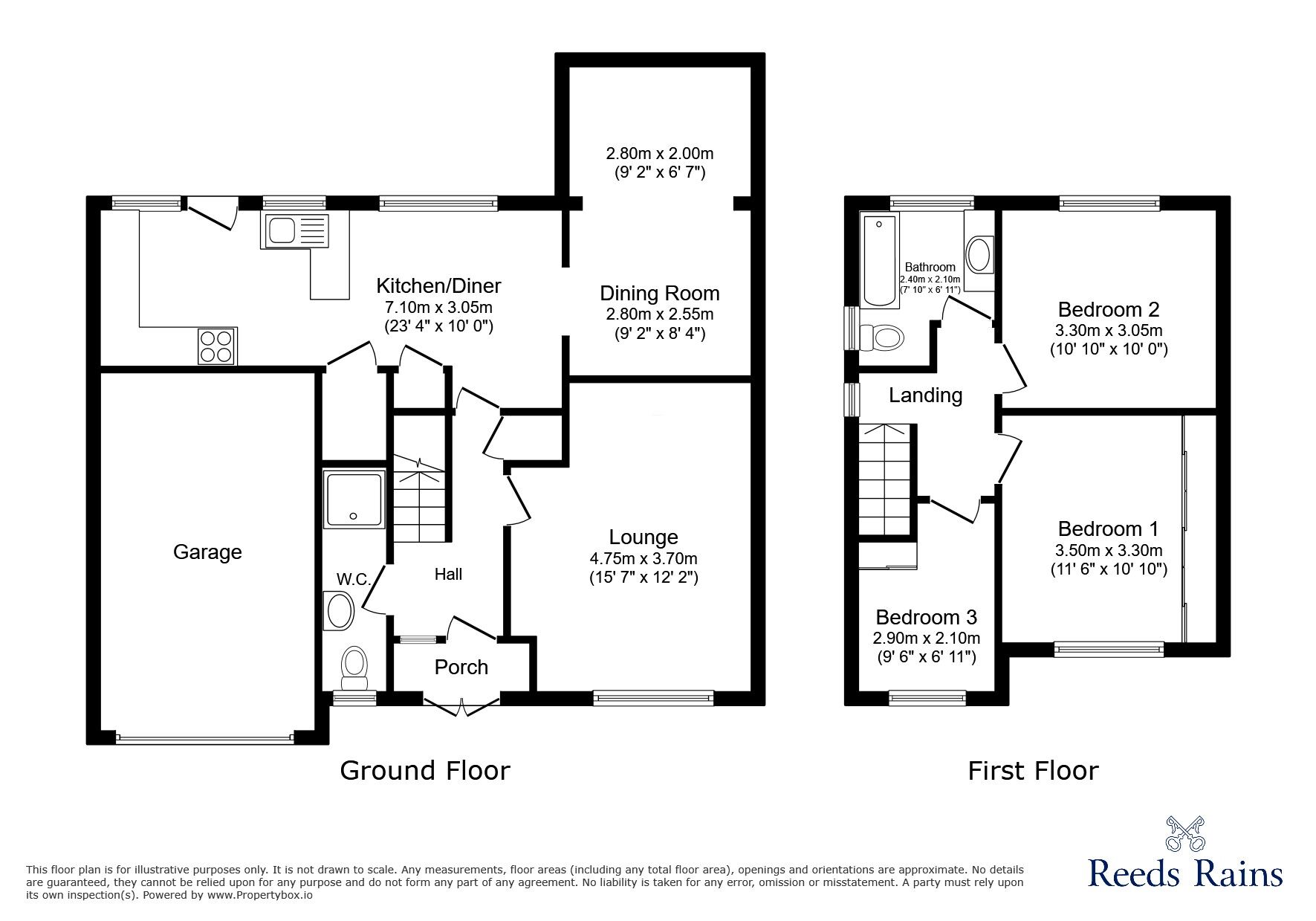 Floorplan of 3 bedroom Detached House for sale, Ellesmere, Houghton Le Spring, Durham, DH4
