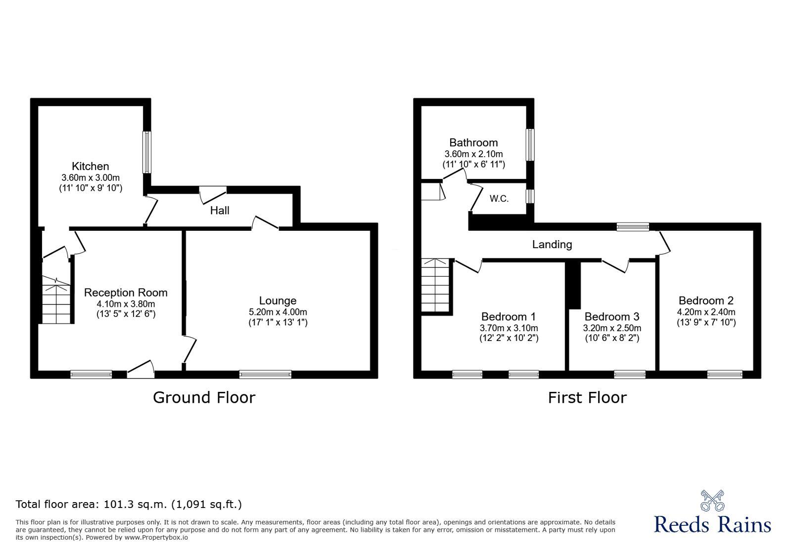 Floorplan of 3 bedroom End Terrace House to rent, Adelaide Street, Chester Le Street, Durham, DH3