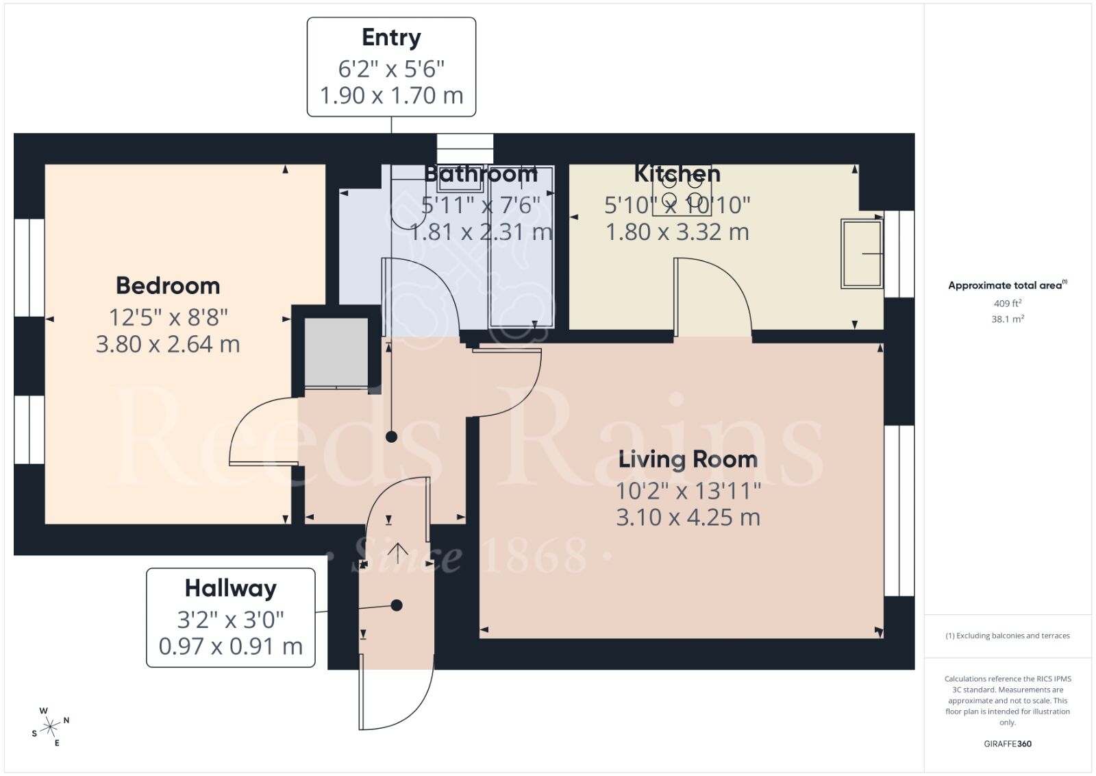 Floorplan of 1 bedroom  Flat to rent, Salmon Road, Dartford, DA1