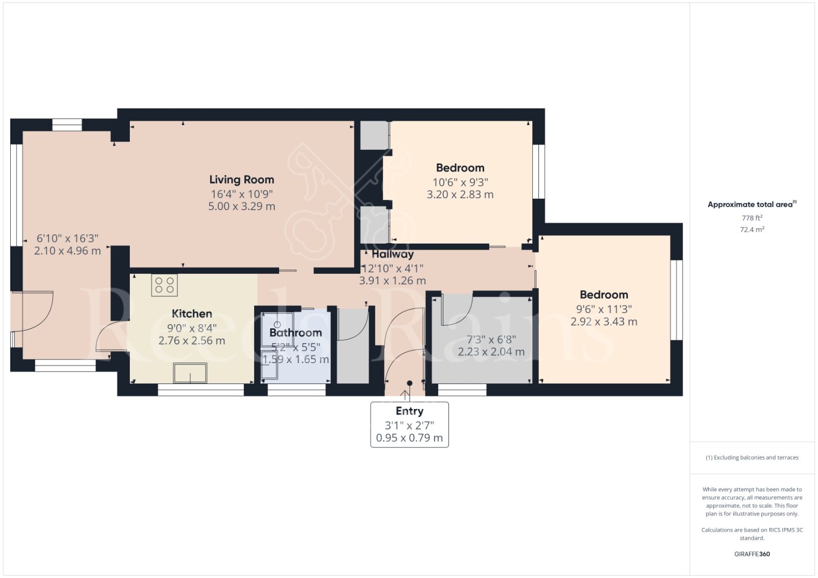 Floorplan of 3 bedroom Semi Detached Bungalow for sale, Harold Road, Dartford, Kent, DA2