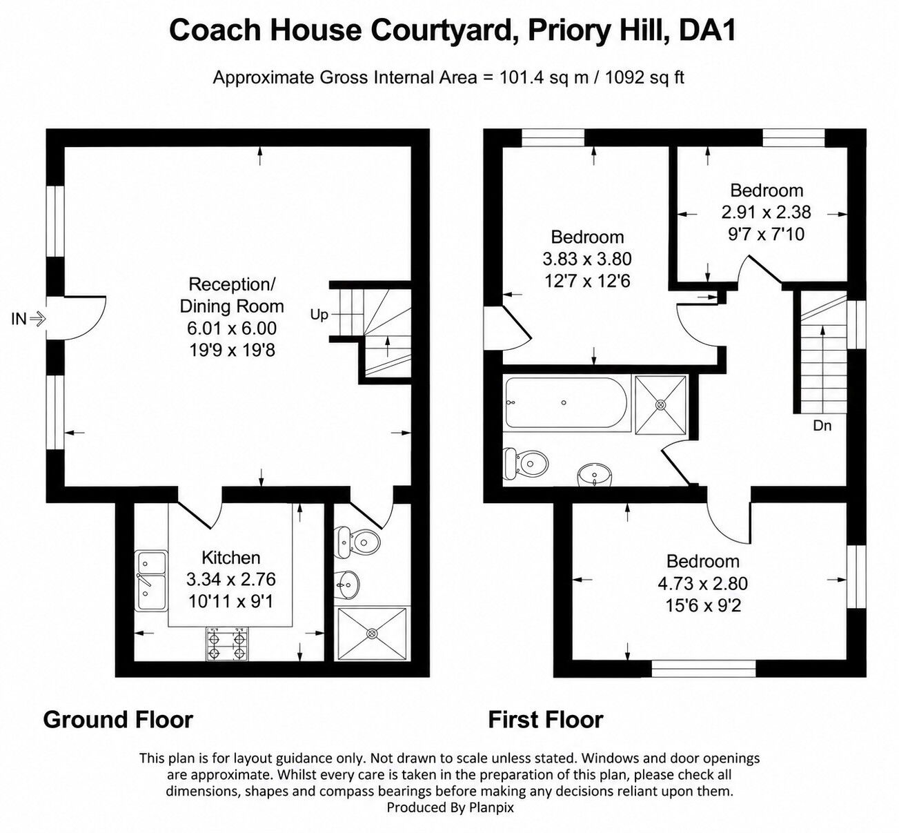 Floorplan of 3 bedroom Semi Detached House for sale, Priory Hill, Dartford, Kent, DA1