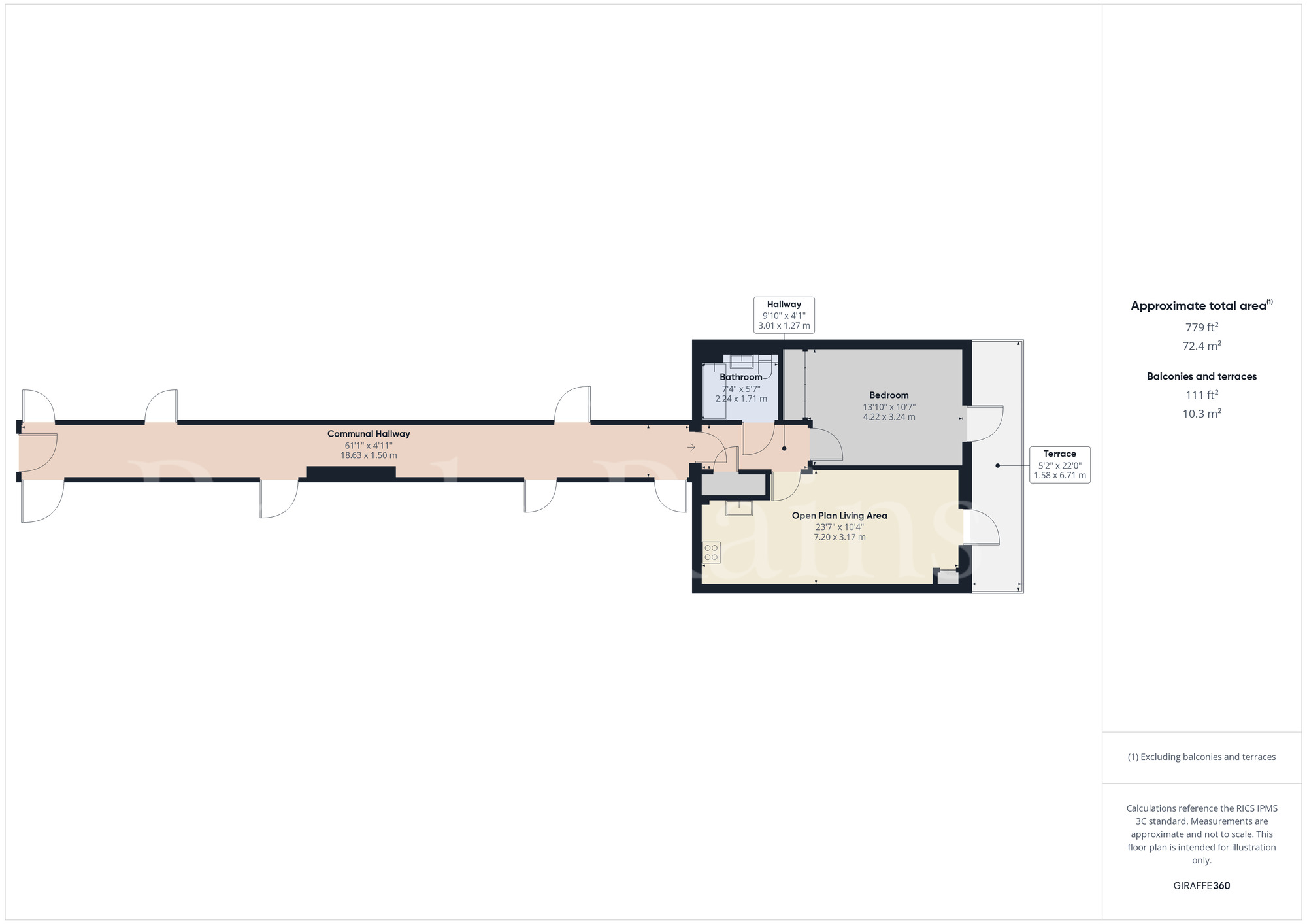 Floorplan of 1 bedroom Flat to rent, William Mundy Way, Dartford, Kent, DA1