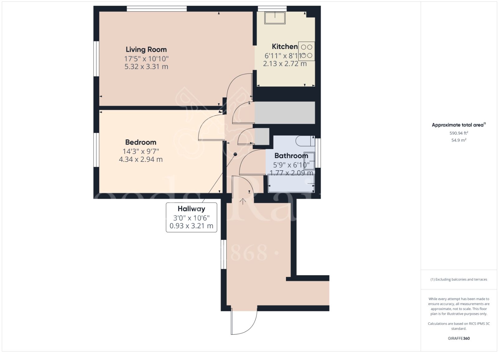 Floorplan of 1 bedroom  Flat for sale, Shearwood Crescent, Crayford, Dartford, DA1