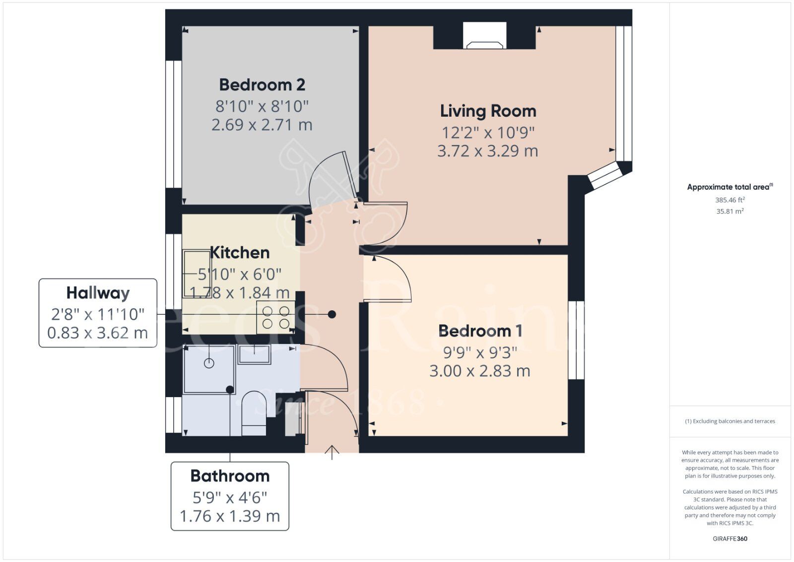 Floorplan of 2 bedroom  Flat for sale, Burnham Crescent, Dartford, Kent, DA1