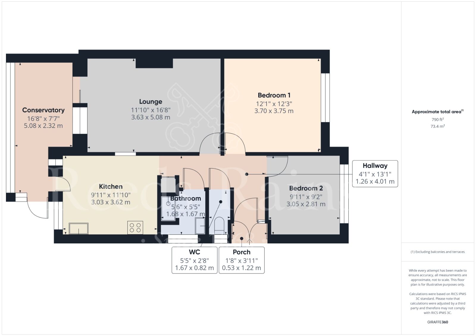Floorplan of 2 bedroom Semi Detached Bungalow for sale, Norfield Road, Dartford, Kent, DA2