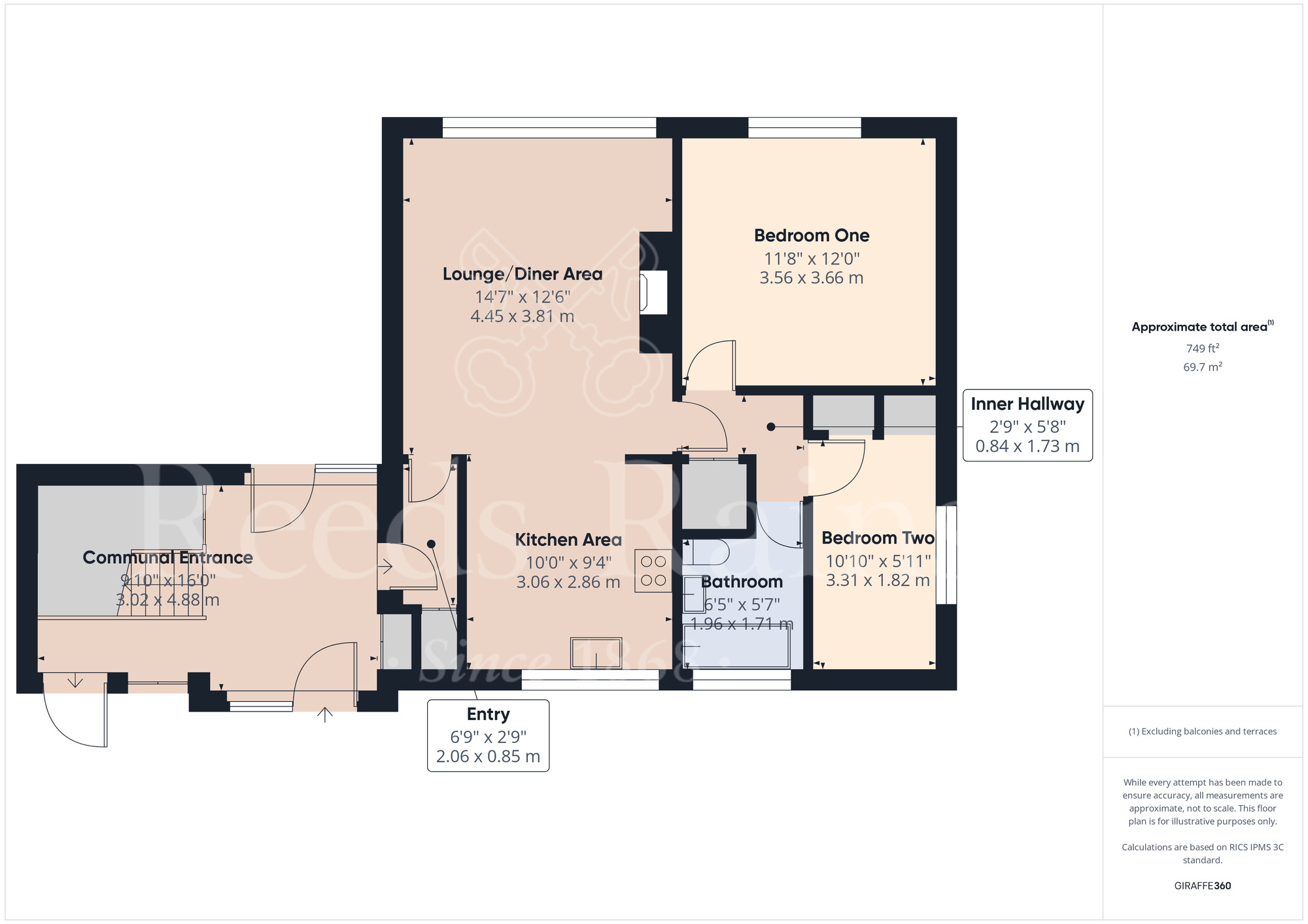 Floorplan of 2 bedroom  Flat for sale, Rosedene Court, Dartford, Kent, DA1