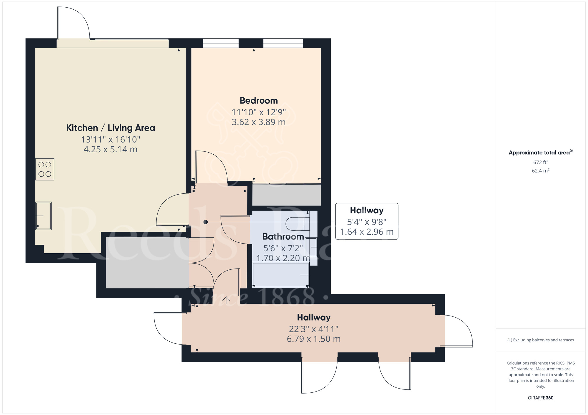 Floorplan of 1 bedroom  Flat for sale, Vauxhall Place, Dartford, Kent, DA1