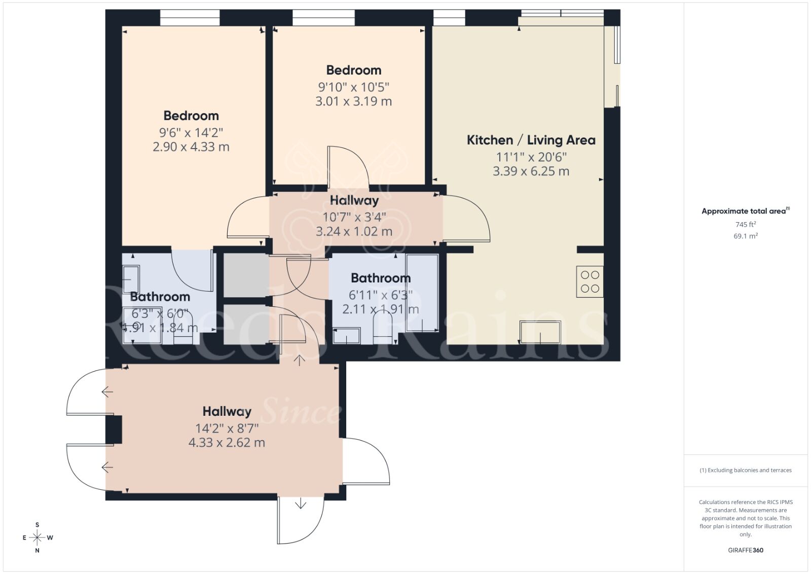 Floorplan of 2 bedroom Flat for sale, Maplehurst Close, Dartford, Kent, DA2