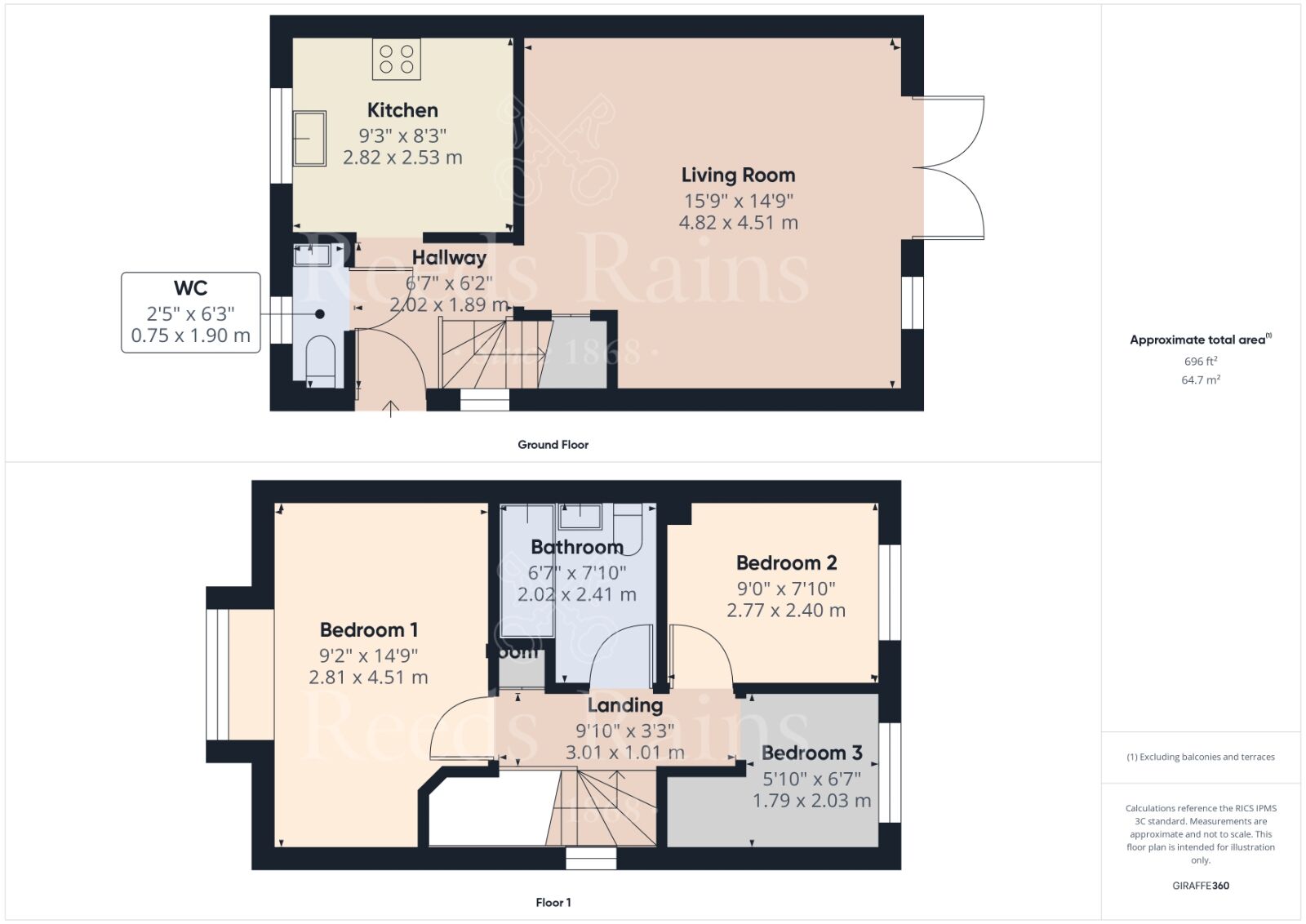 Floorplan of 3 bedroom Semi Detached House for sale, Maritime Close, Greenhithe, Kent, DA9