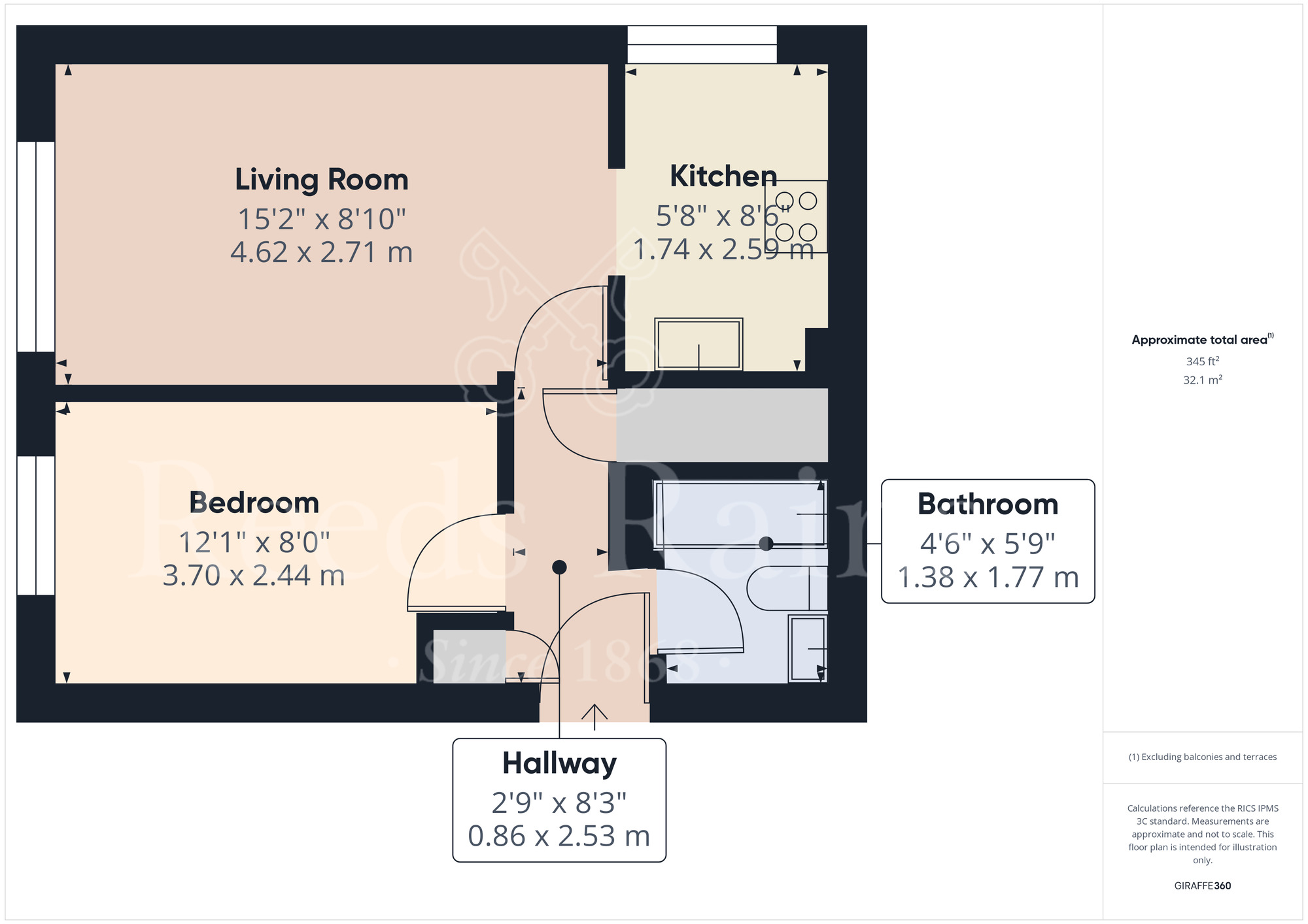 Floorplan of 1 bedroom  Flat for sale, Churchill Close, Dartford, Kent, DA1