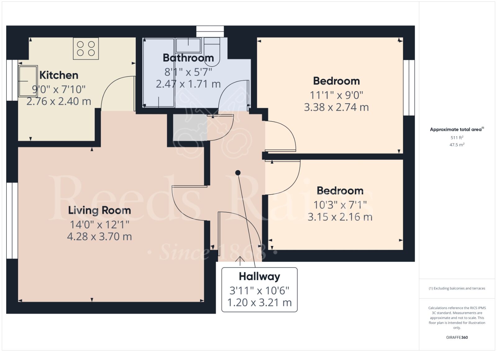 Floorplan of 2 bedroom Flat for sale, Salmon Road, Dartford, Kent, DA1