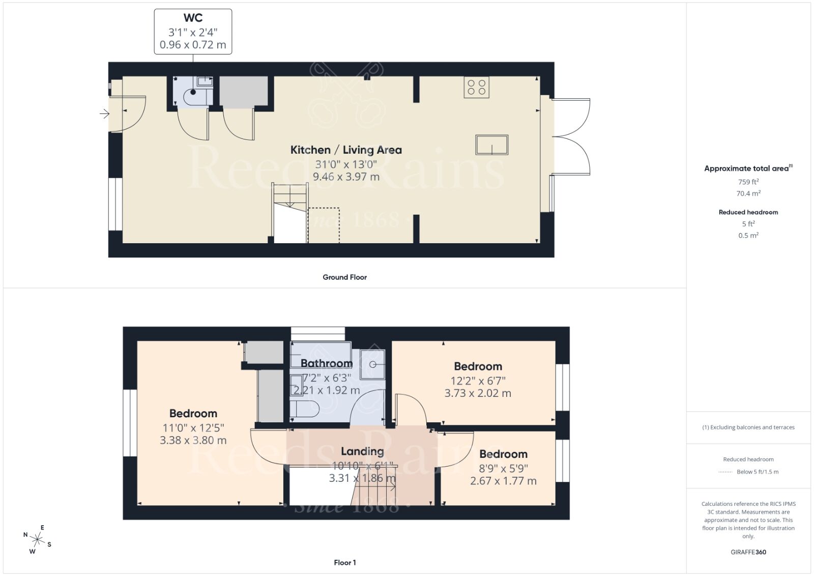 Floorplan of 3 bedroom Semi Detached House for sale, Iron Mill Lane, Crayford, Dartford, DA1