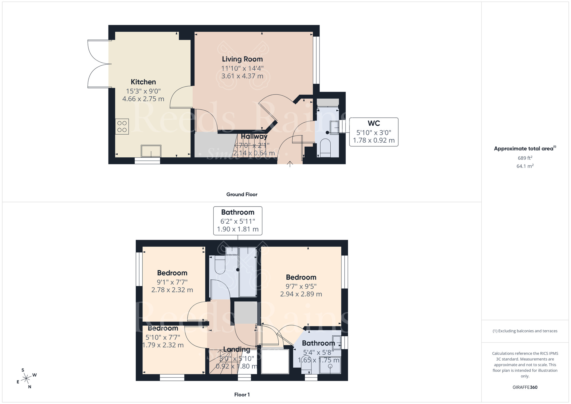 Floorplan of 3 bedroom End Terrace House for sale, Hopkins Close, Dartford, Kent, DA1