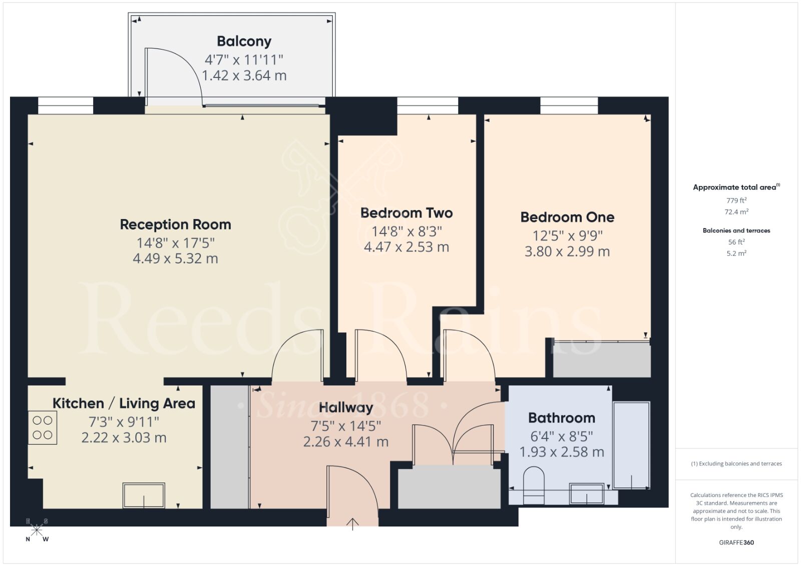 Floorplan of 2 bedroom Flat for sale, Brewers Square, Dartford, Kent, DA1